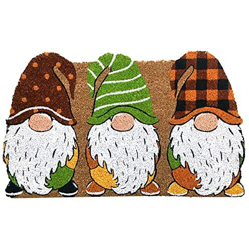Briarwood Lane Welcome Gnomes Front Door Mat Winter - 30" X 18" - Natural Fiber Coir - Gnome Door Mat Outdoor - Winter Door Mat Outdoor - Gnome Welcome Mat - Holiday Door Mats Outdoor
