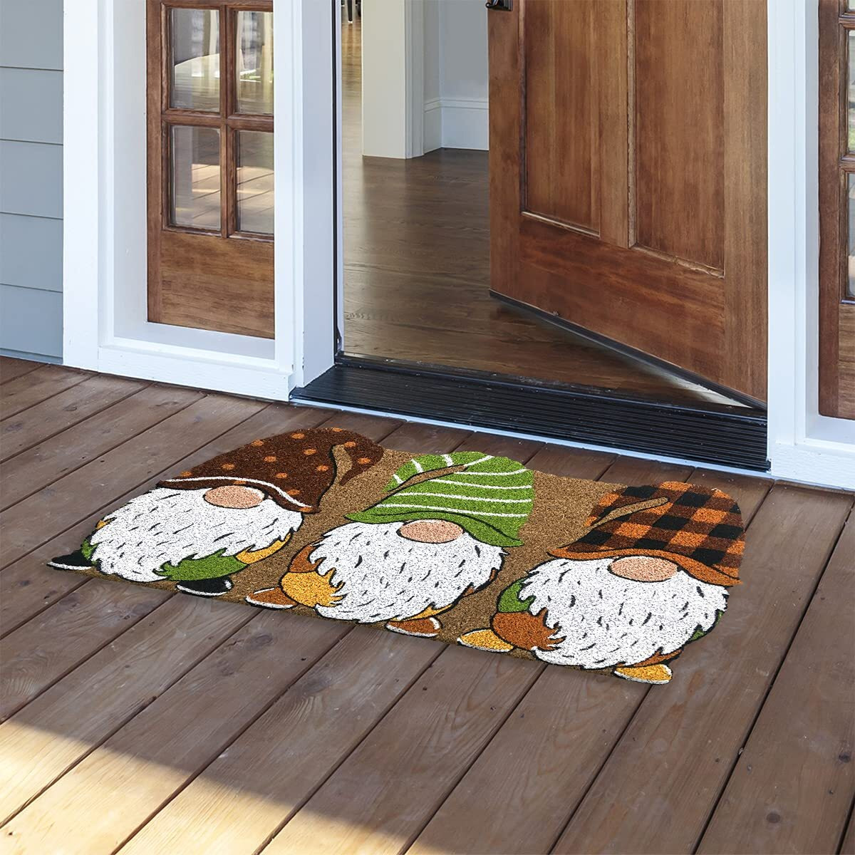 Briarwood Lane Welcome Gnomes Front Door Mat Winter - 30" X 18" - Natural Fiber Coir - Gnome Door Mat Outdoor - Winter Door Mat Outdoor - Gnome Welcome Mat - Holiday Door Mats Outdoor