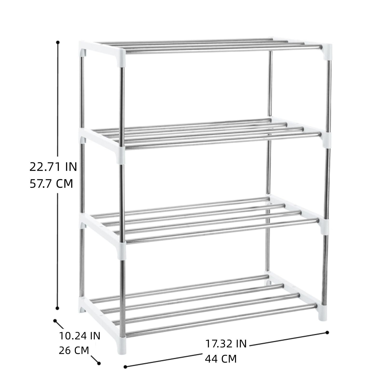 Xerhnan 4-Tier Stackable Small Shoe Rack, Lightweight Shoe Shelf Storage Organizer For Entryway, Hallway And Closet(White)