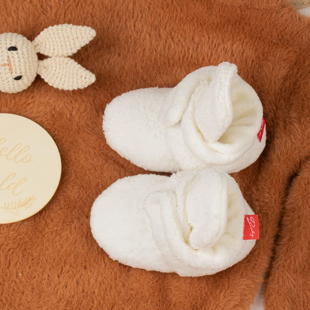 Babelvit Newborn Baby Boy Girl Soft Fleece Booties Stay On Infant Slippers Socks Shoe Non Skid Gripper Toddler First Walkers Winter Ankle Crib Shoes