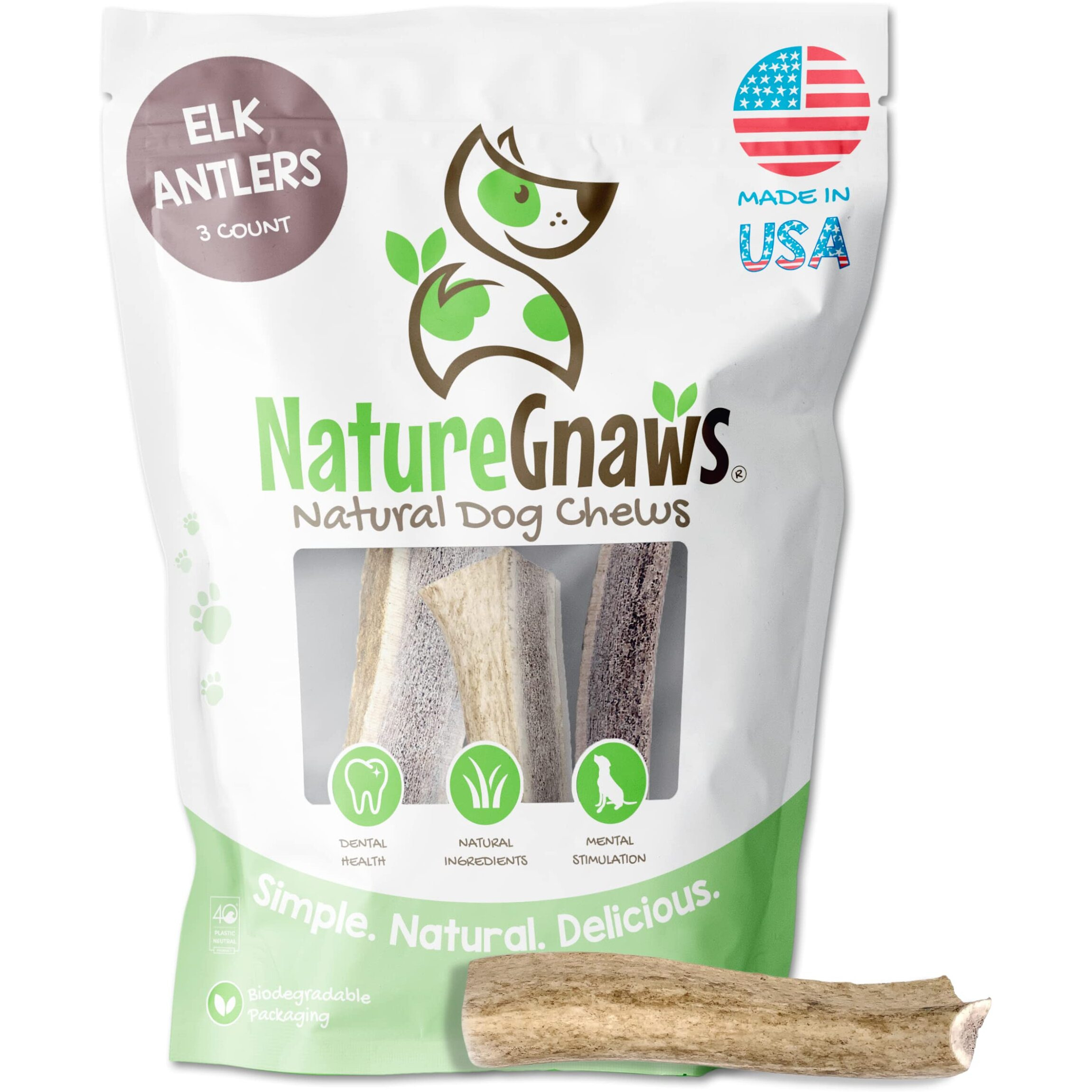 Nature Gnaws Elk Antlers For Large Dogs - Premium Natural Usa Antler - Long Lasting Dog Bones For Aggressive Chewers - Mix Of Split And Whole - 5-8 Inch