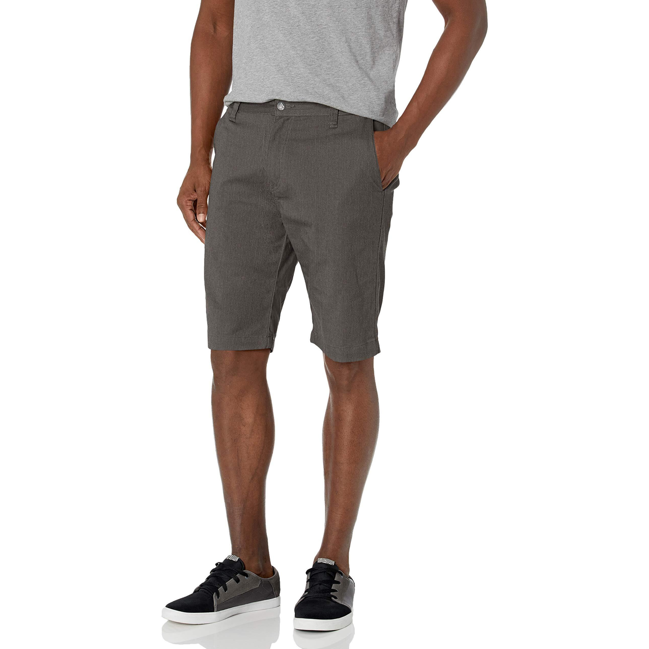 Volcom Mens Vmonty Stretch Chino Short, Charcoal Heather, 38