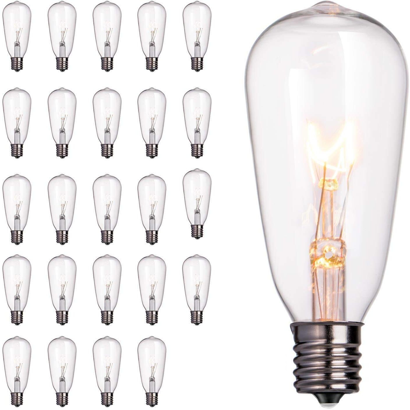 Brightown 24-Pack Edison Replacement Light Bulbs,7-Watt E17 Screw Base St40 Replacement Clear Glass Light Bulbs For Outdoor Patio St40 String Lights, Warm White