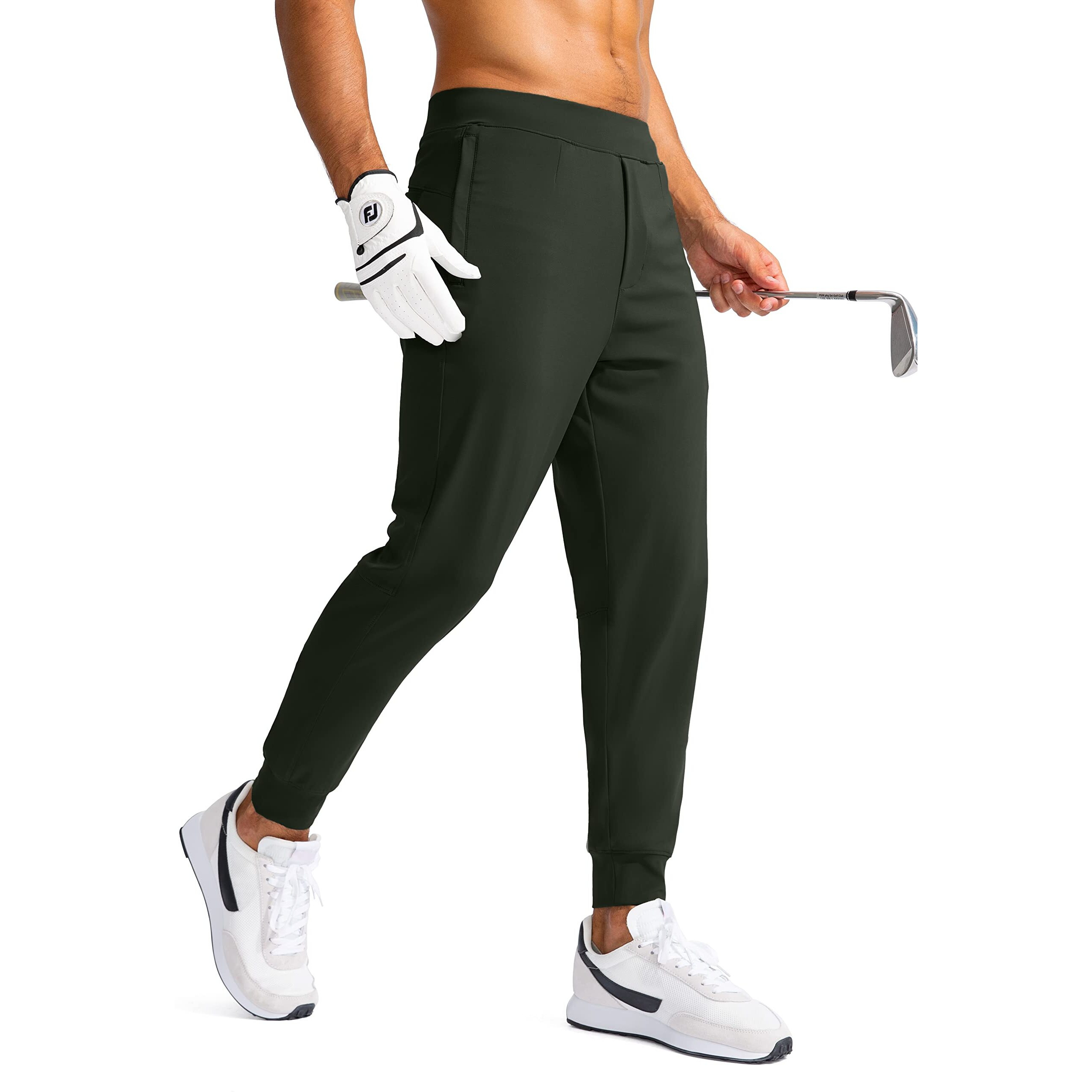 G Gradual Men's Golf Joggers Pants With Zipper Pockets Stretch Sweatpants Slim Fit Track Pants Joggers For Men Work Running (Olive, S)
