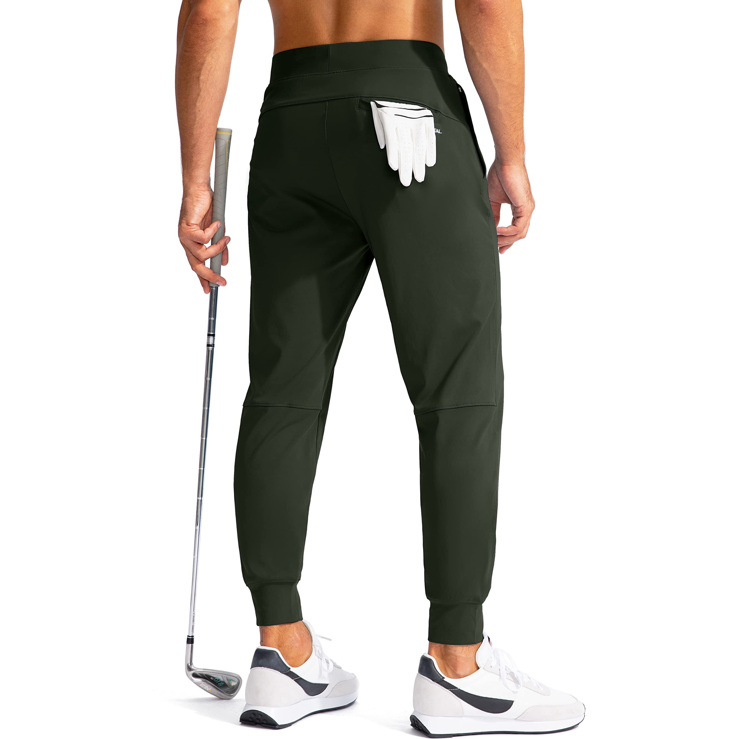 G Gradual Men's Golf Joggers Pants With Zipper Pockets Stretch Sweatpants Slim Fit Track Pants Joggers For Men Work Running (Olive, S)