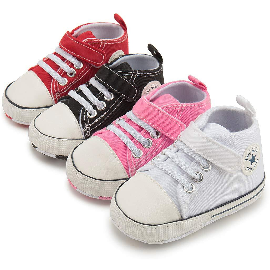 Tutoo Unisex Baby Boys Girls Star High Top Sneaker Soft Anti-Slip Sole Newborn Infant First Walkers Canvas Denim Shoes