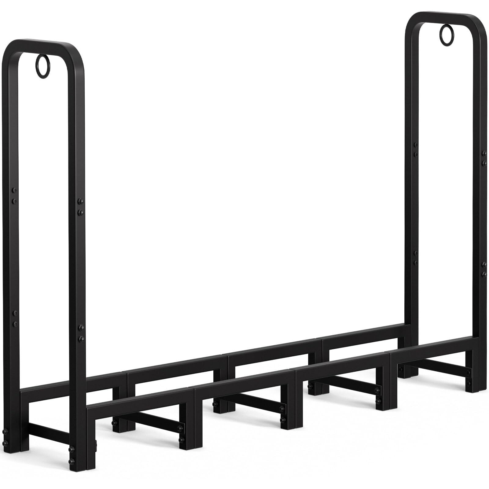 Amagabeli Garden & Home 5Ft Firewood Log Rack Outdoor Log Holder For Fireplace Heavy Duty Wood Stacker For Patio Logs Pit Storage Steel Tubular Wood Pile Rack Tool Accessories Black