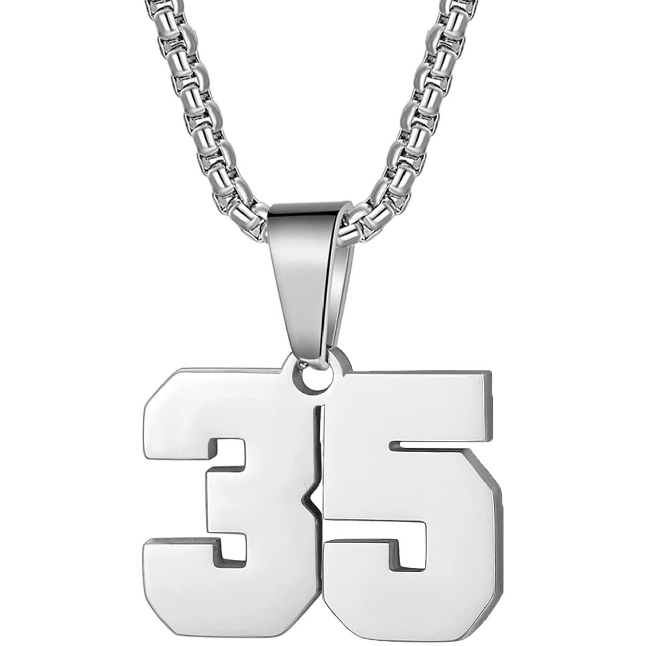 Number Necklaces Personalized Necklaces Silver Initial Number Pendant Stainless Steel Chain Movement Necklaces For Men Women (35)