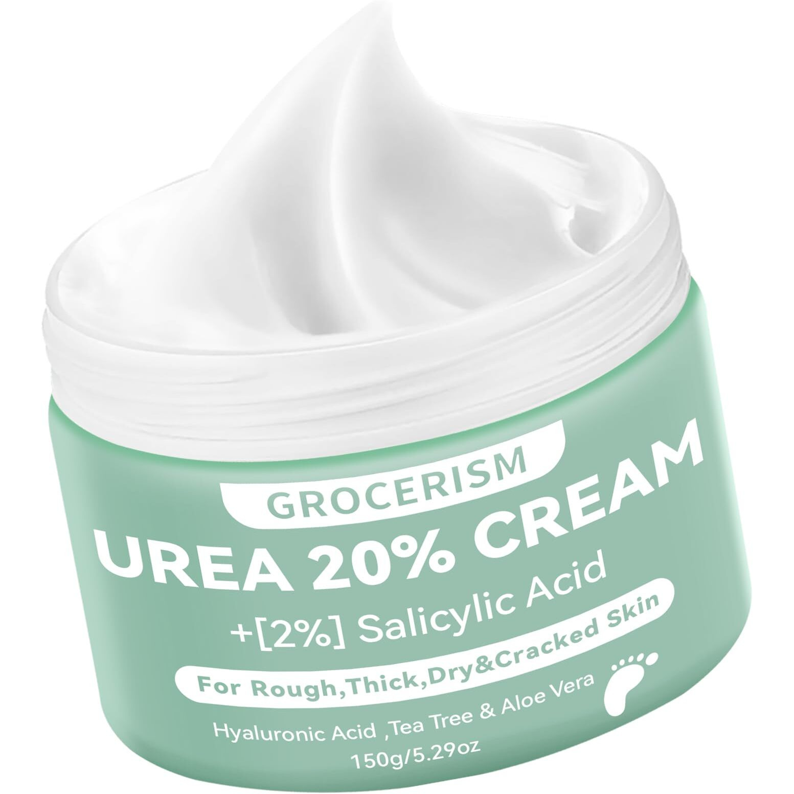 Urea Cream 20 Percent For Feet Plus 2% Salicylic Acid 150G || Foot Cream And Hand Cream Maximum Strength With Hyaluronic Acid, Tea Tree, And Aloe Vera For Deep Moisturizes