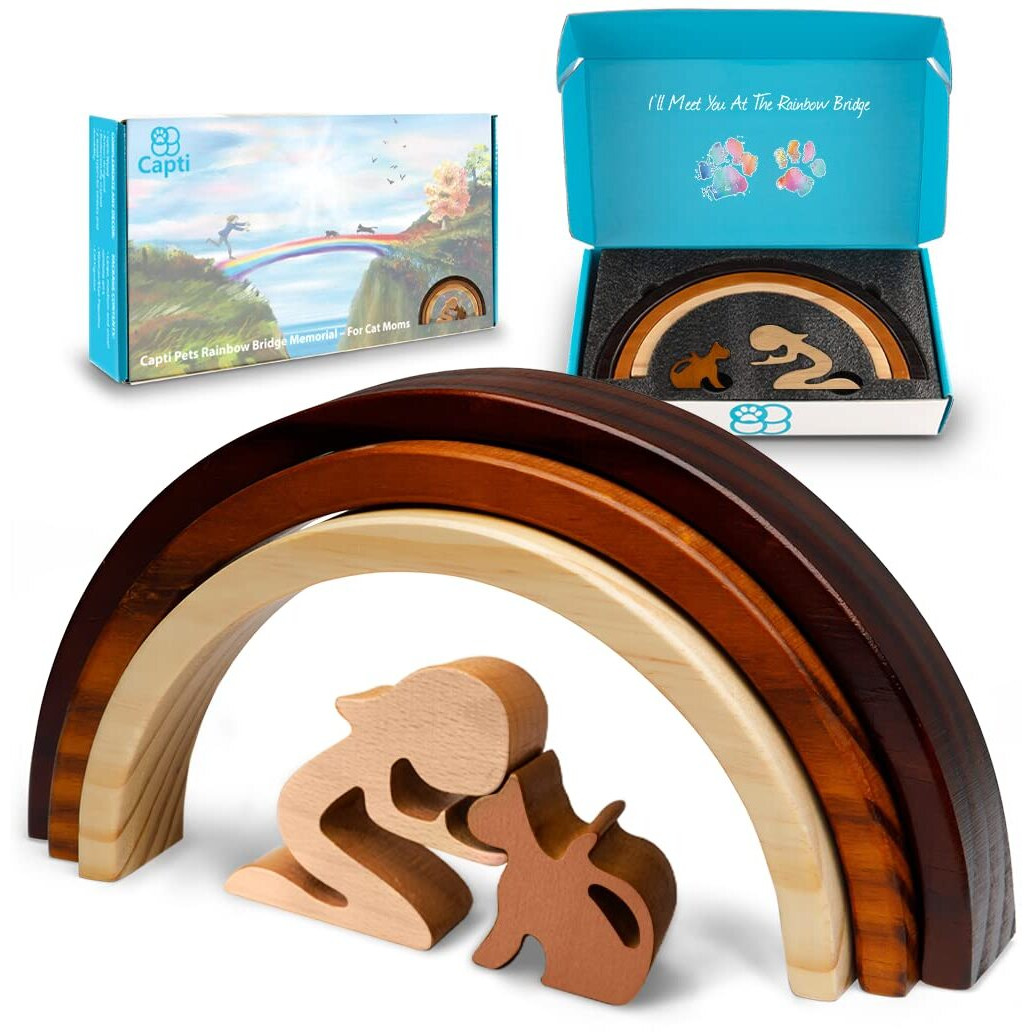 Capti Rainbow Bridge Cat Memorial Gifts - Ill Meet You At The Rainbow Bridge - Pet Loss Gifts, Bereavement, Sympathy Keepsake Cat Mom Gifts For Loss Of Pet