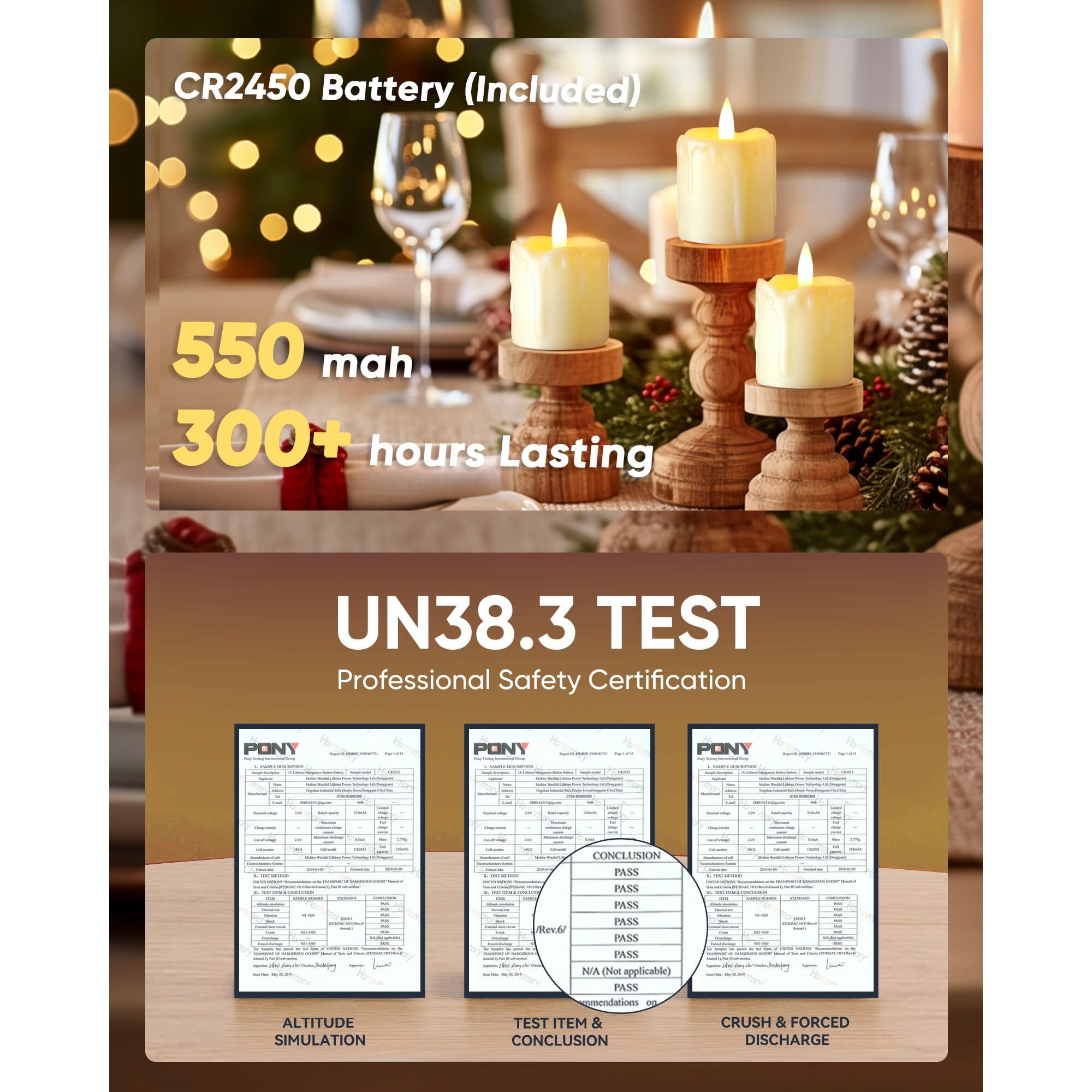 Homemory 2" X 2" Timer Remote Control Flickering Flameless Votive Candles, Realistic Battery Operated Candles, 6Pack 3D Wick Electric Fake Candles For Christmas, Wedding, Home Decorations