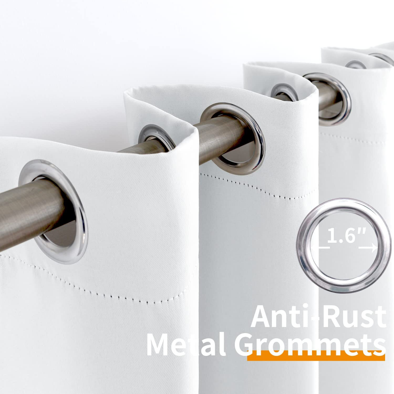 Youngstex White Curtains For Living Room - Grommet Top Privacy Protection 63 Inches Length Window Curtains For Dining Room, 2 Panels, 52 X 63 Inch