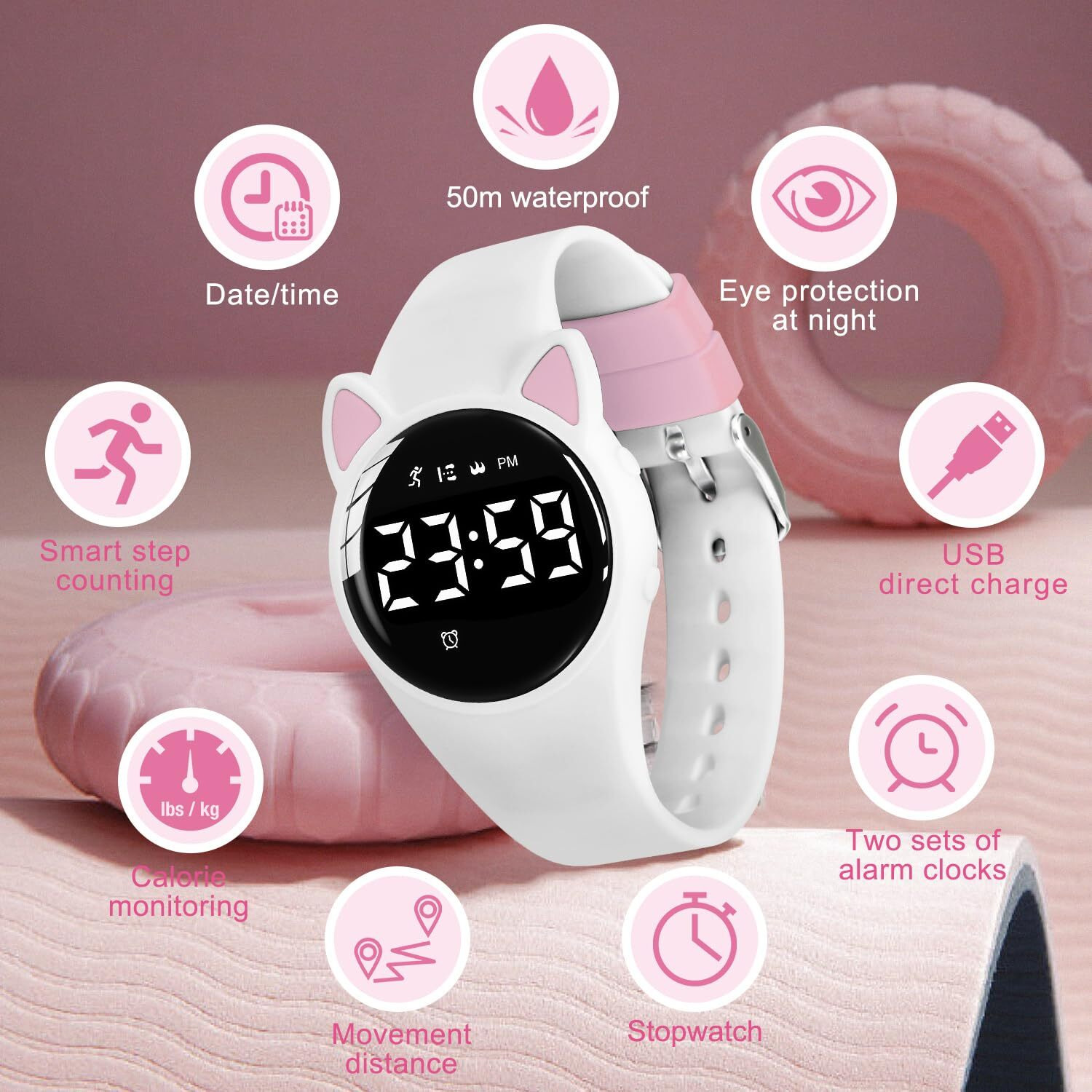 Kids Watches Digital Sport Watch For Girls Boys, Fitness Tracker With Alarm Clock, Stopwatch, No App Waterproof Watches For Teens Students Ages 5-12
