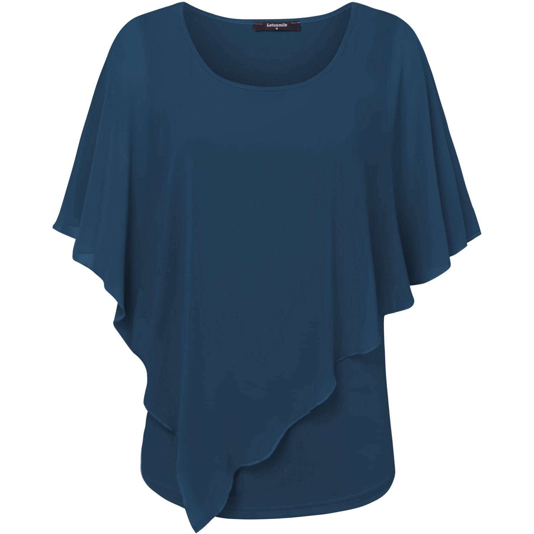 Lotusmile Women's Blouses, Business Shirts For Women Elegant Formal Blouses Batwing Sleeve Tunics Work Clothes Office Casual Top Blue