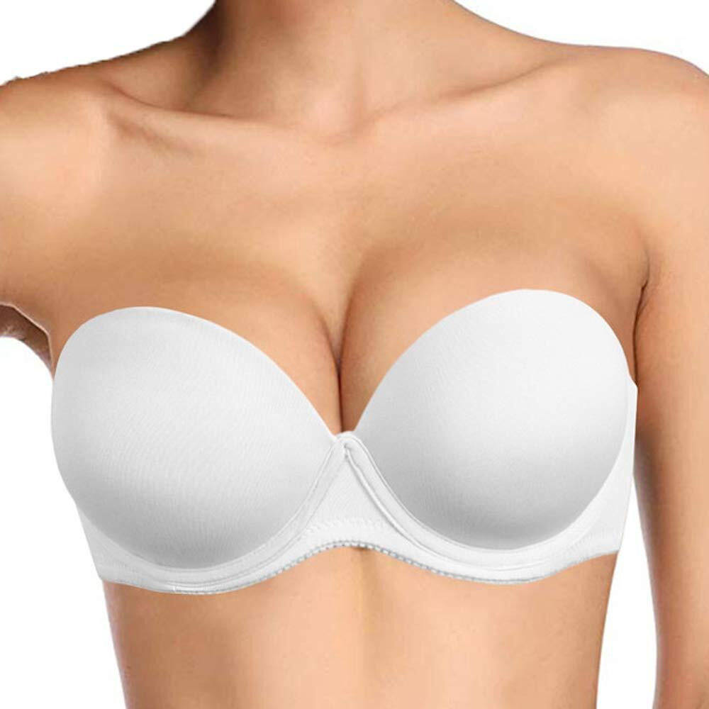 Plusexy Womens Push Up Strapless Bra Thick Padded Underwire Convertible Multiway Bras White 40B