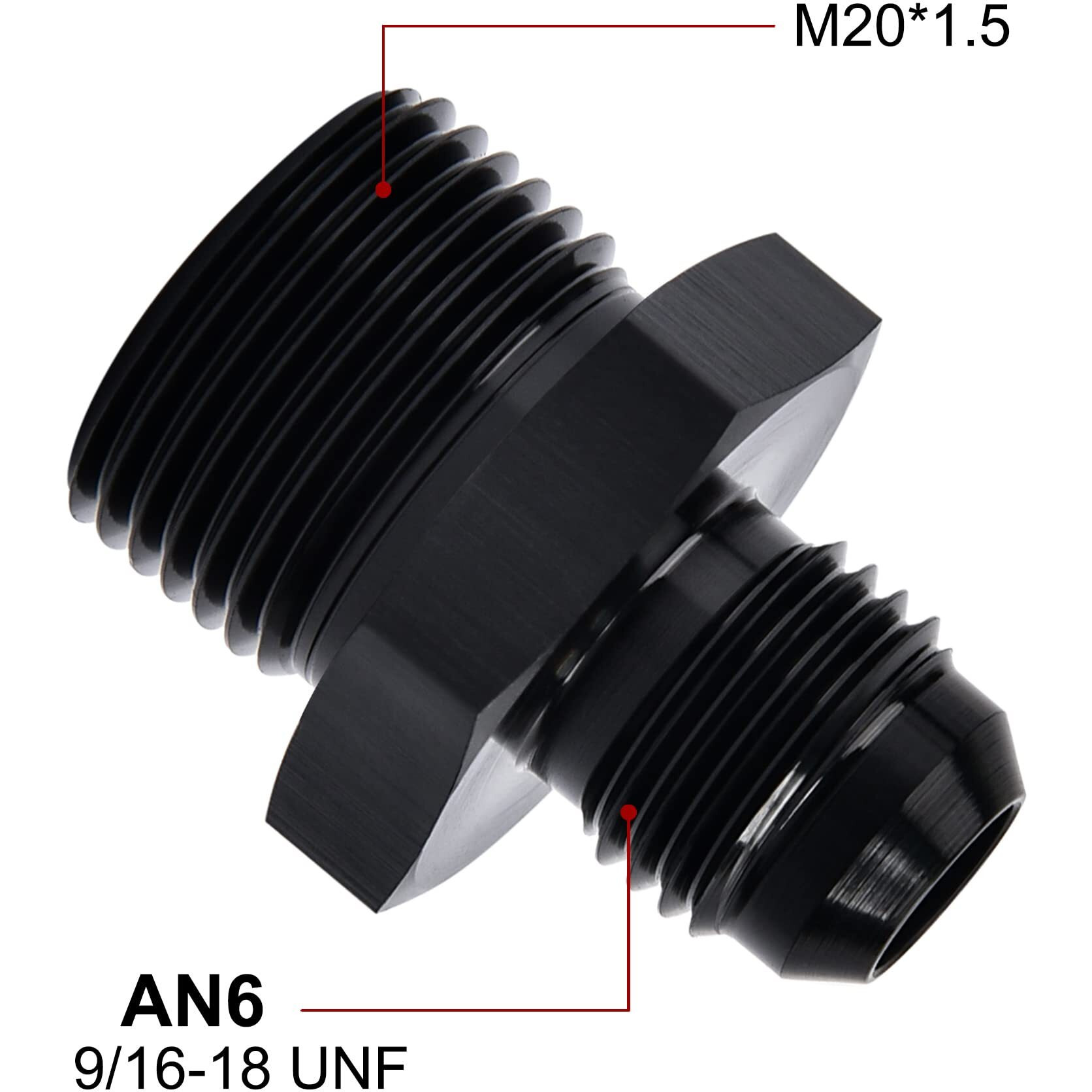 Evil Energy 6An Male Flare To M20 X 1.5Mm Male Metric Fitting Adapter Aluminium Alloy 2Pcs