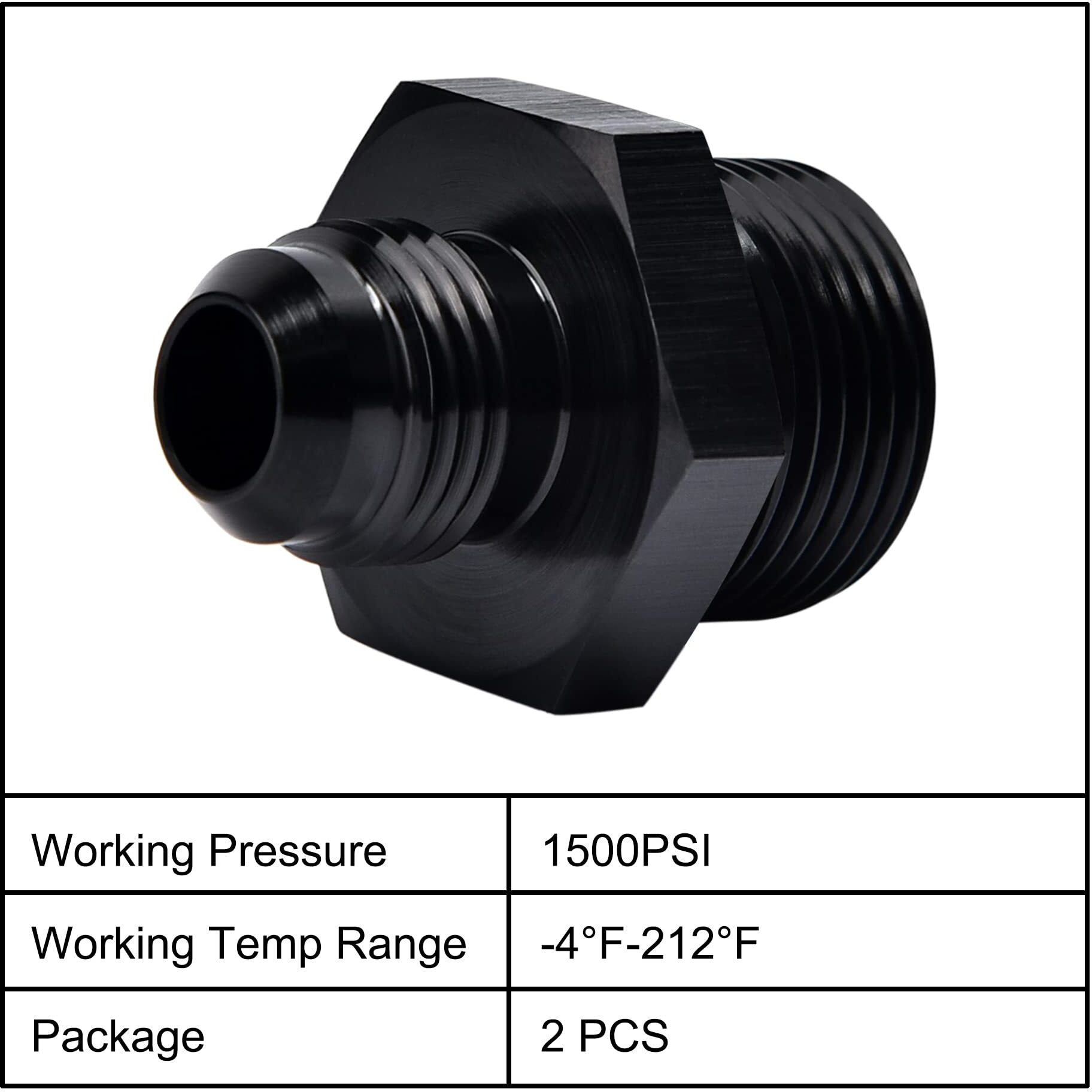 Evil Energy 6An Male Flare To M20 X 1.5Mm Male Metric Fitting Adapter Aluminium Alloy 2Pcs