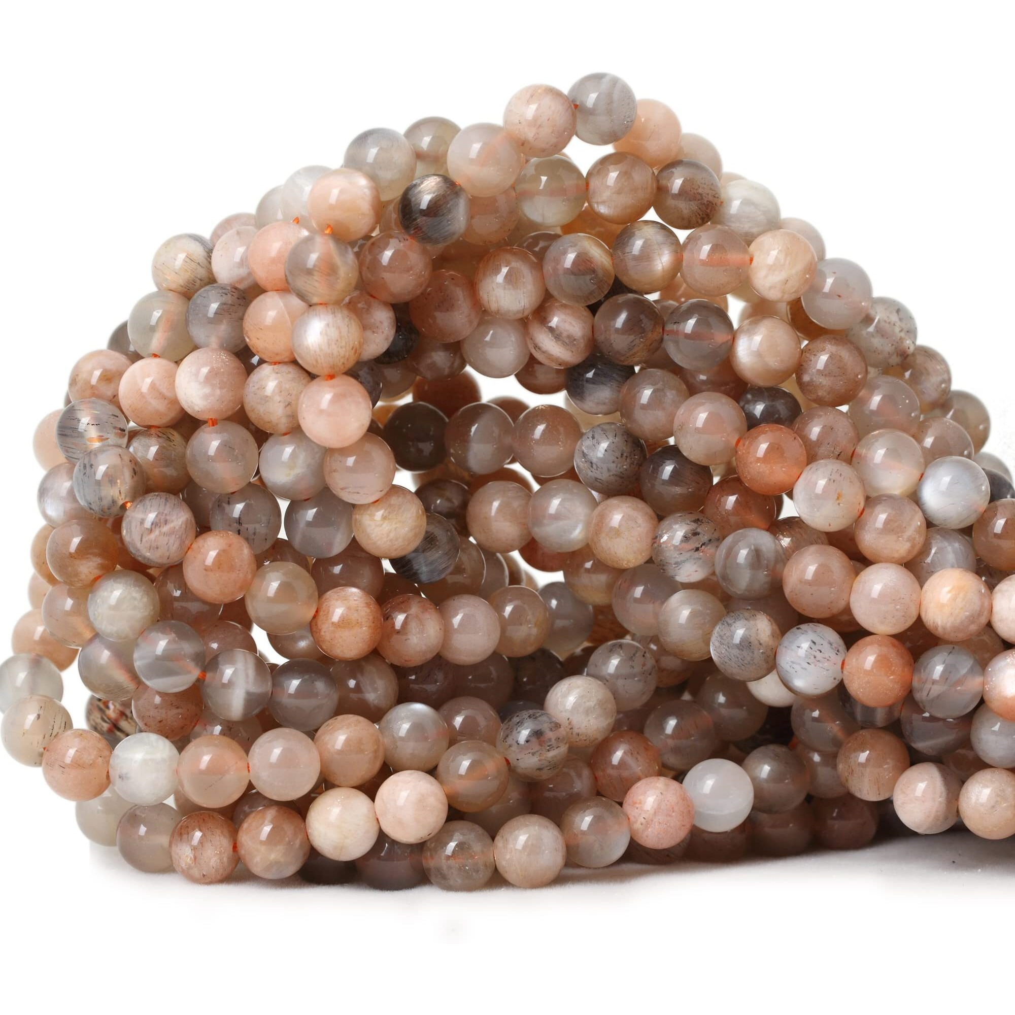 Cheavian 60Pcs 6Mm Natural Orange Moonstone Gemstone Round Loose Beads For Diy Bracelet Necklace Earrings Jewelry Making 1 String 15 Inches