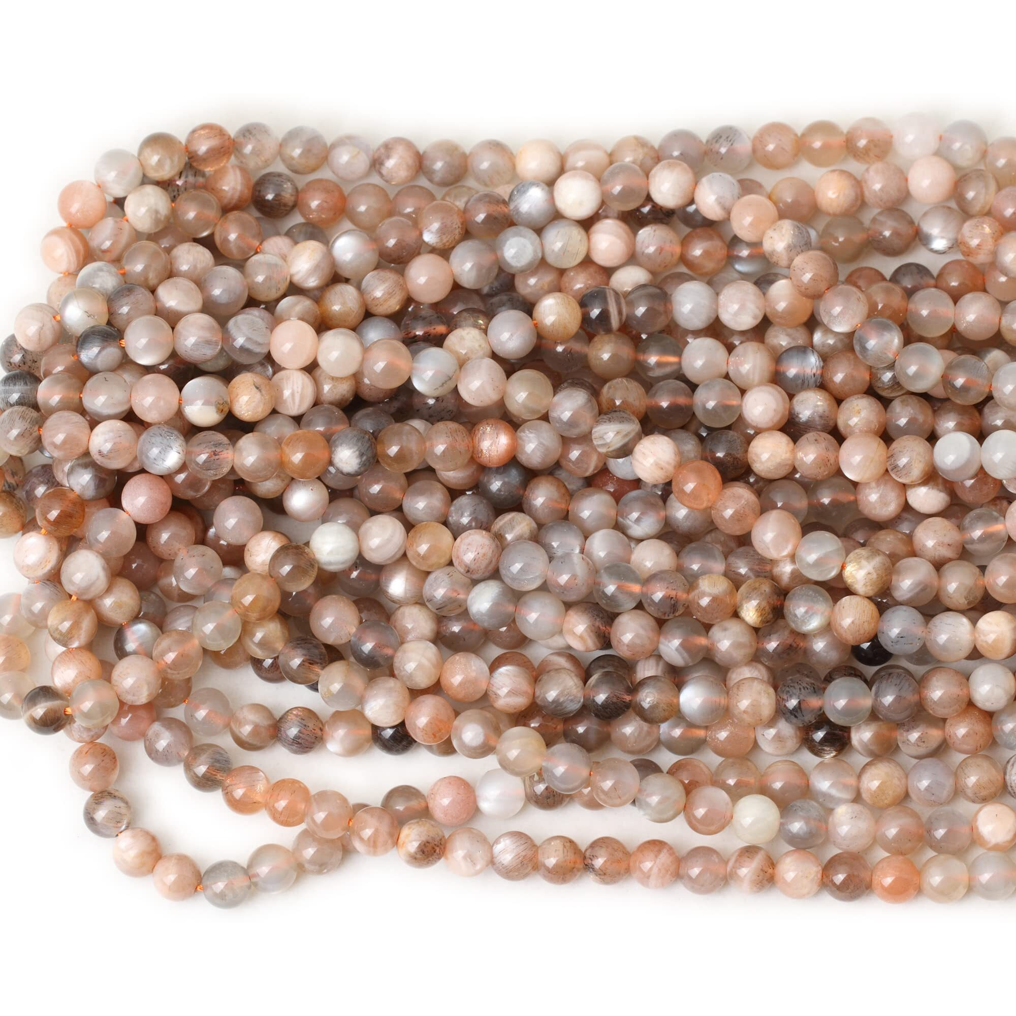 Cheavian 60Pcs 6Mm Natural Orange Moonstone Gemstone Round Loose Beads For Diy Bracelet Necklace Earrings Jewelry Making 1 String 15 Inches