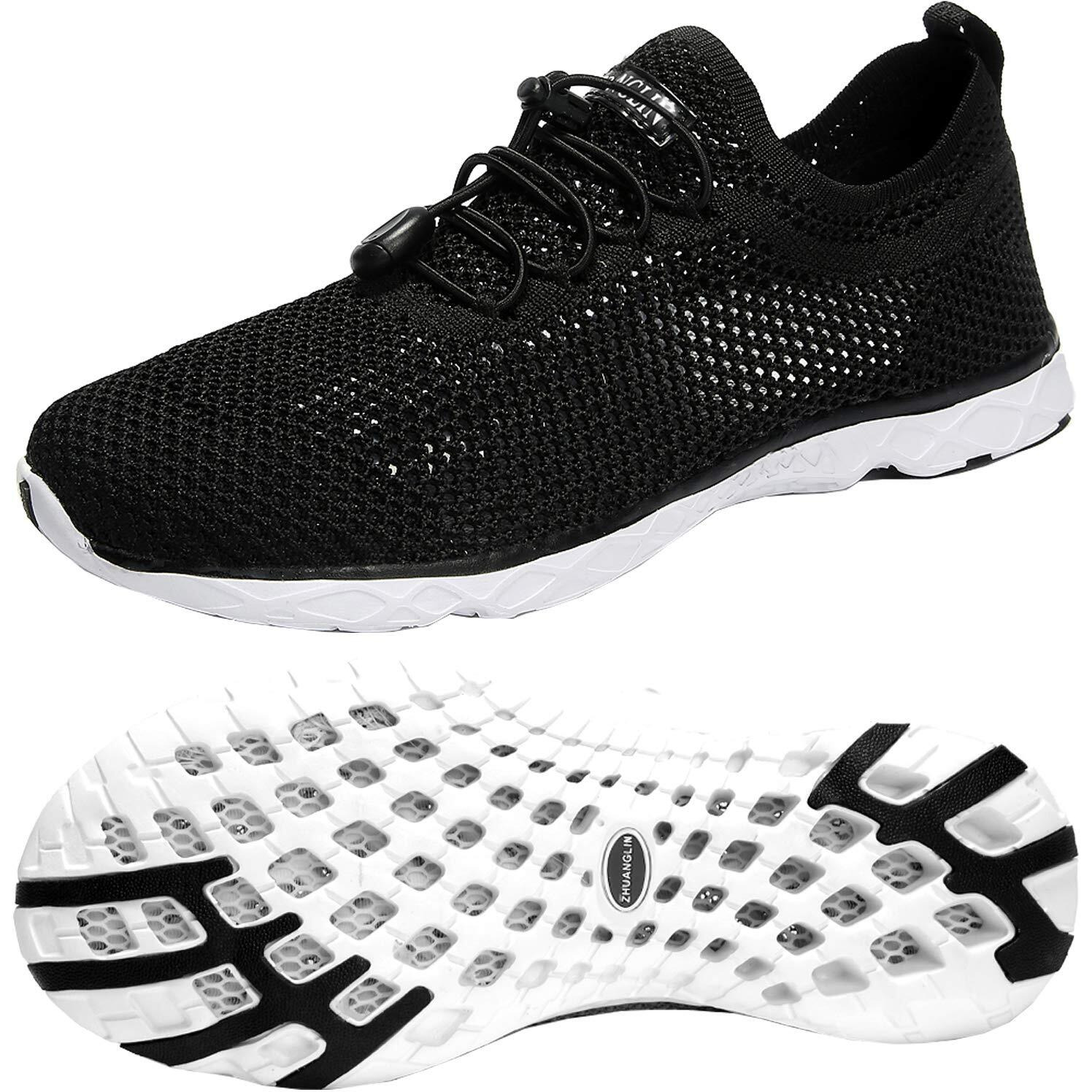 Zhuanglin Women's Quick Drying Aqua Water Shoes Black White 9