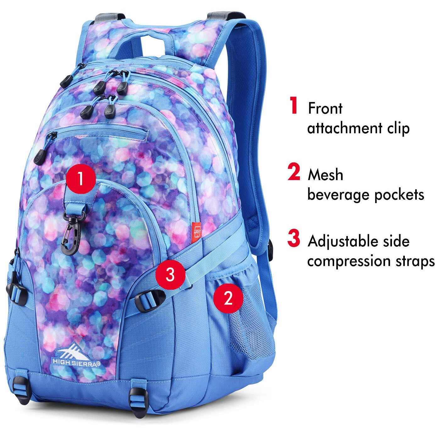High Sierra Loop-Backpack, School, Travel, Or Work Bookbag With Tablet-Sleeve, Shine Blue/Lapis, One Size