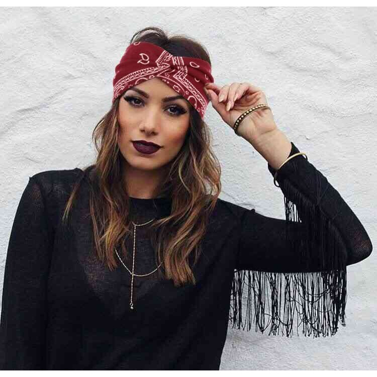 Huachi Boho Headbands For Women's Hair Elastic Hairbands Head Bands Non Slip Wide Twisted Turban Headwrap Fashion Paisley Hair Accessories, 6 Pack