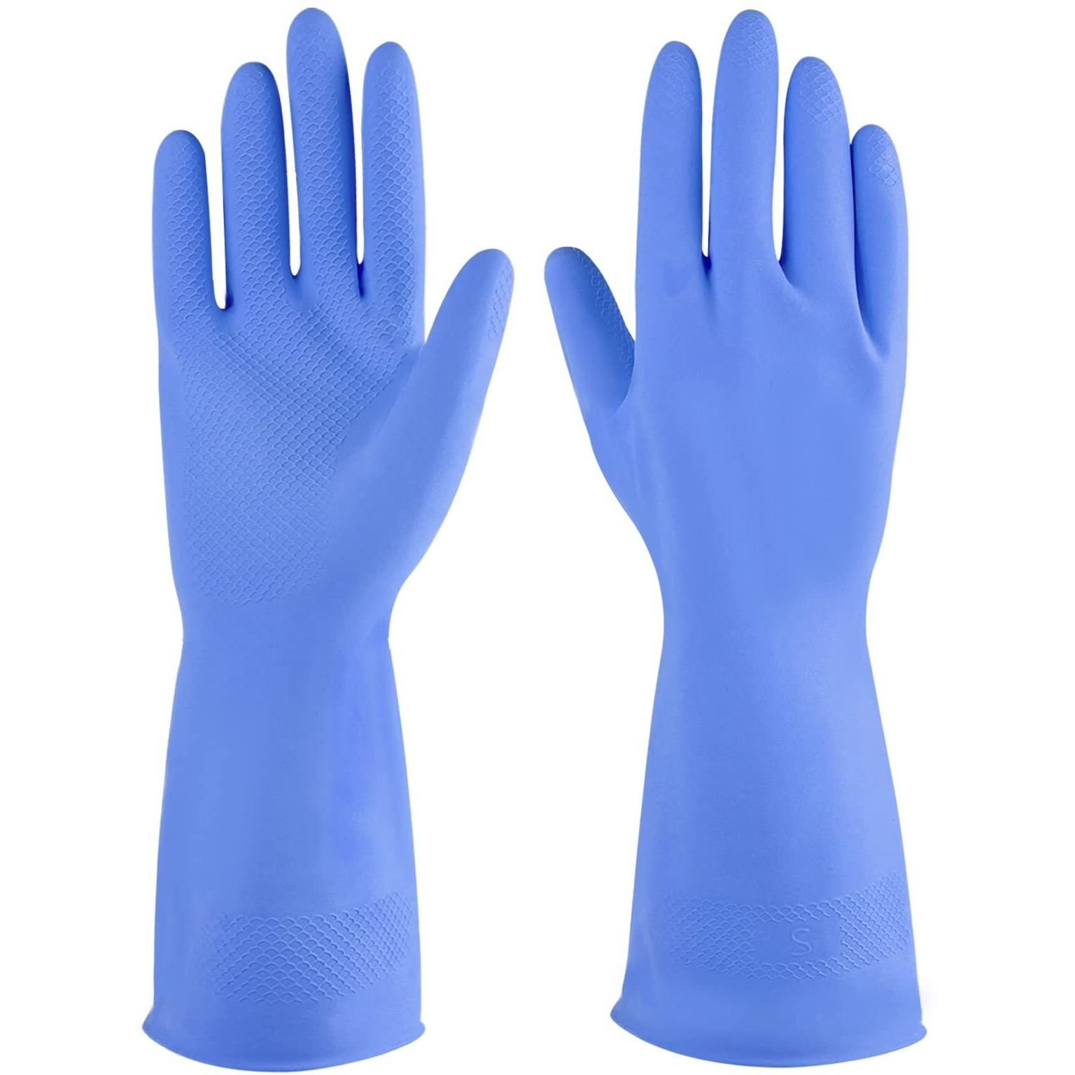 Iucge Rubber Cleaning Gloves Blue 3 Pairs For Household,Reuseable Dishwashing Gloves For Kitchen(3,Medium)