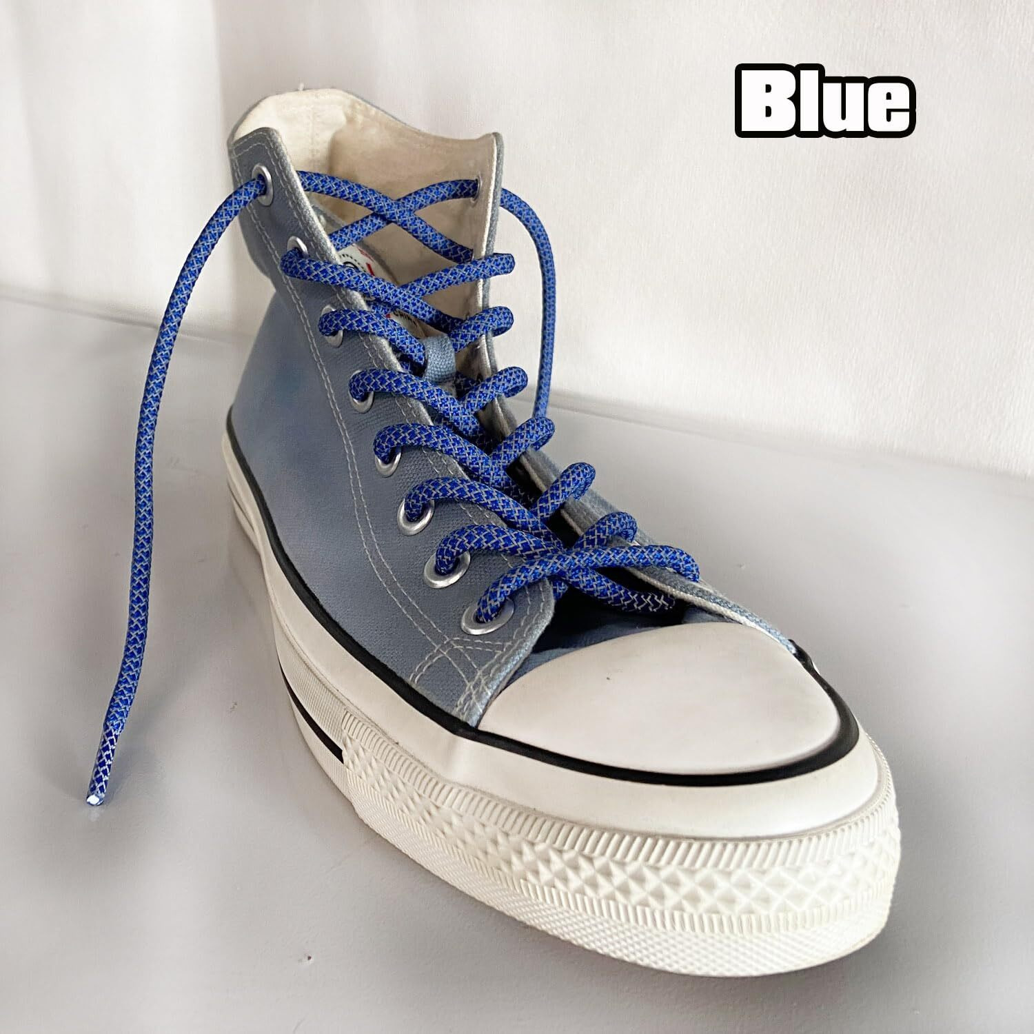 Vasgo Reflective Round Shoelaces,Used For Replacement Of Shoelaces Hoodie Drawstring Pant Drawstring 10 Different Lengths 12 Colors (51 Inches / 130 Cm, Blue)