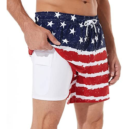 Brisira Mens Swim Trunks Quick Dry Swim Shorts 5 Inch Inseam Stretch Water Beach Shorts With Compression Liner Zipper Pocket