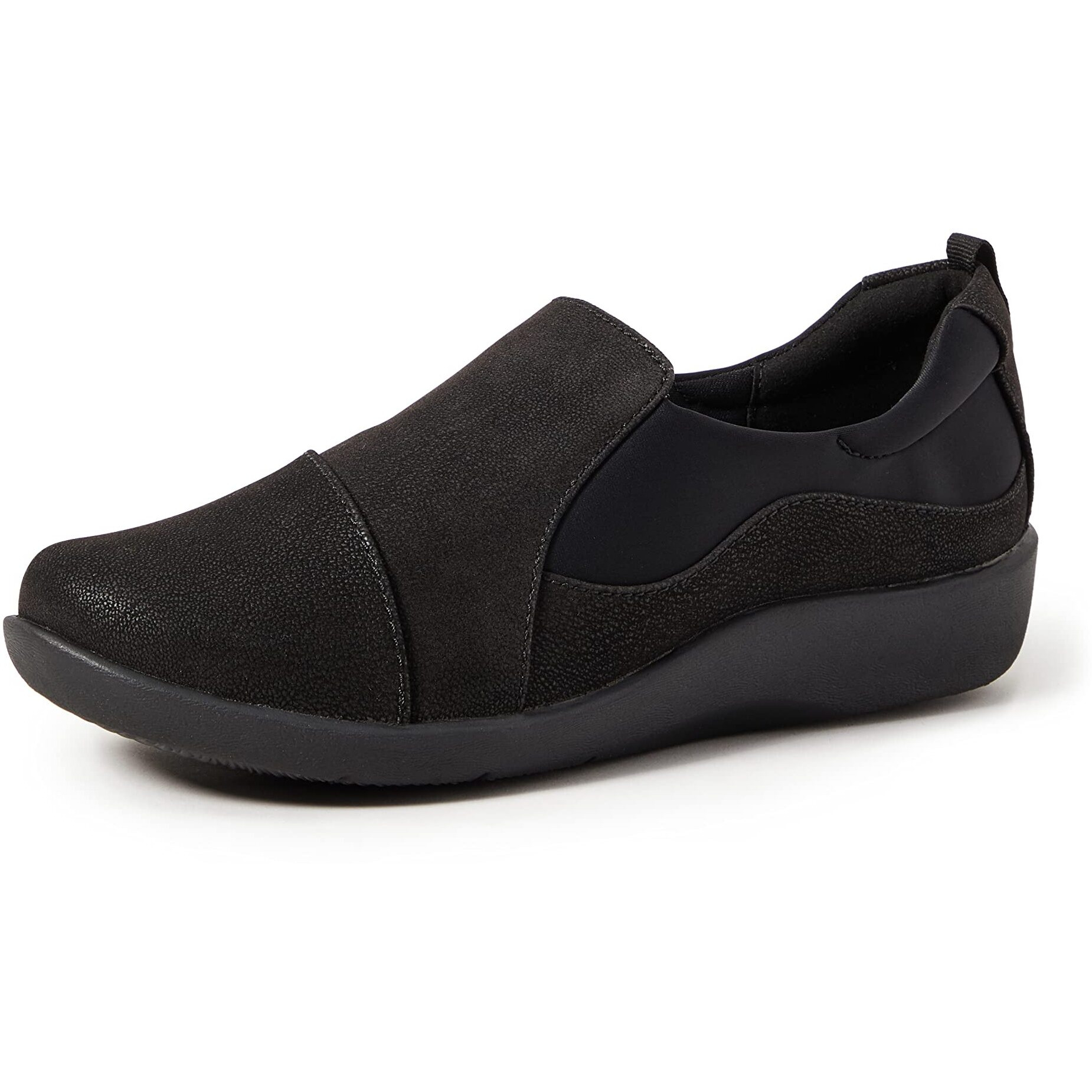 Clarks Womens Cloudsteppers Sillian Paz Slip-On Loafer, Black Synthetic Nubuck, 10 W Us