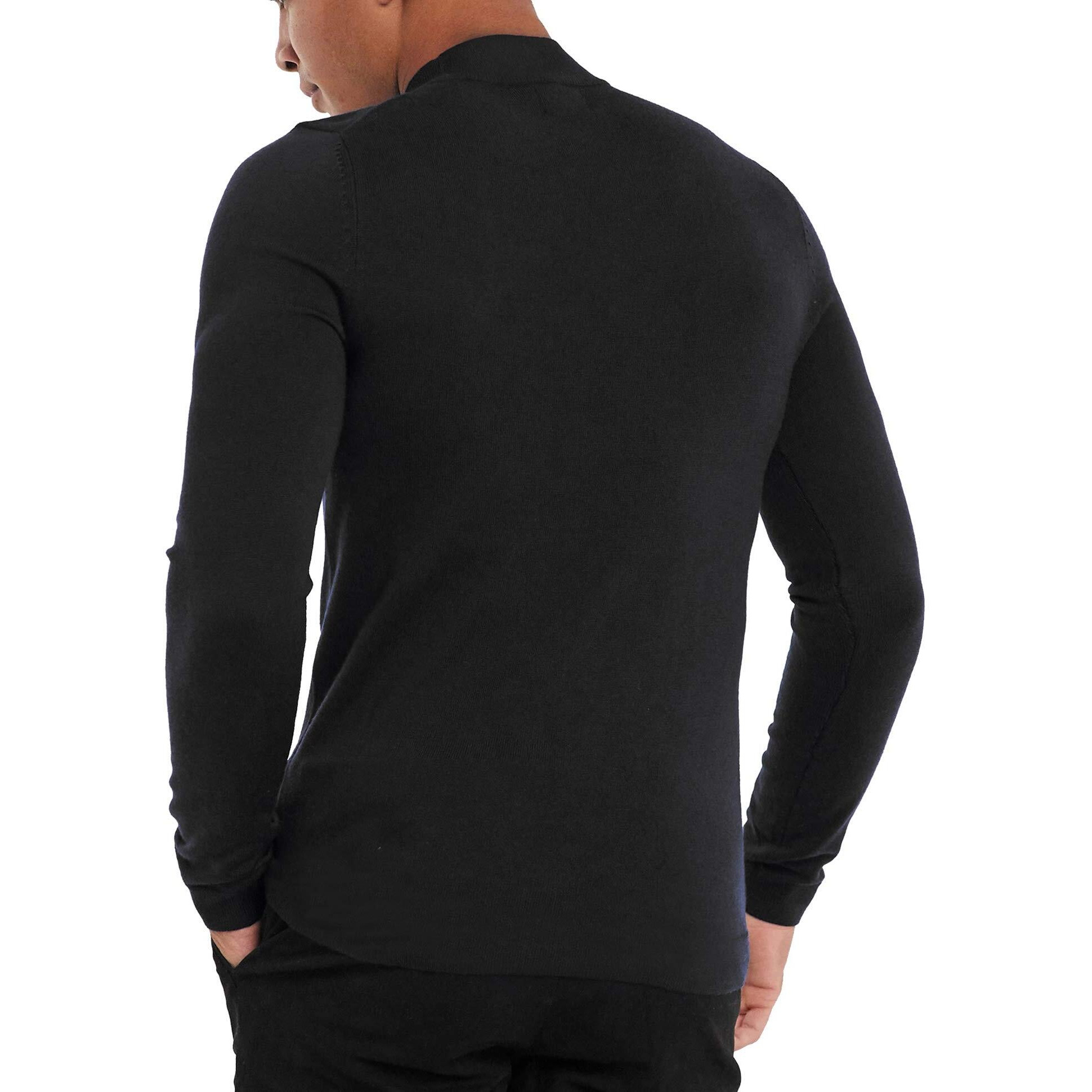 Kingbega Men's Regular Fit Basic Lightweight Long Sleeve Pullover Shirt Mock Turtleneck, Black, Medium