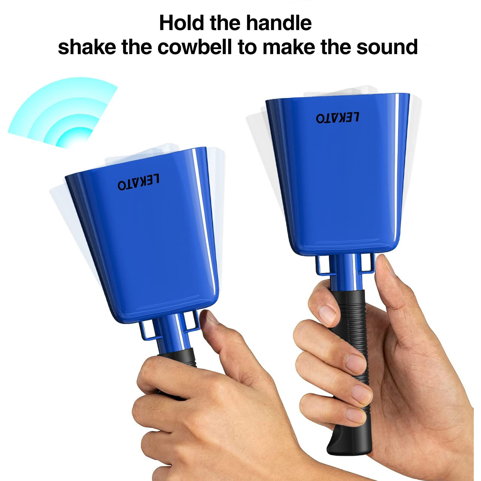 8 Steel Cow Bell, Lekato Noise Makers Cowbell With Handle For Sport Events Cheering Hand Bell For Football Games,Party, Concert, Graduations, School, Farm Ranch (Blue)