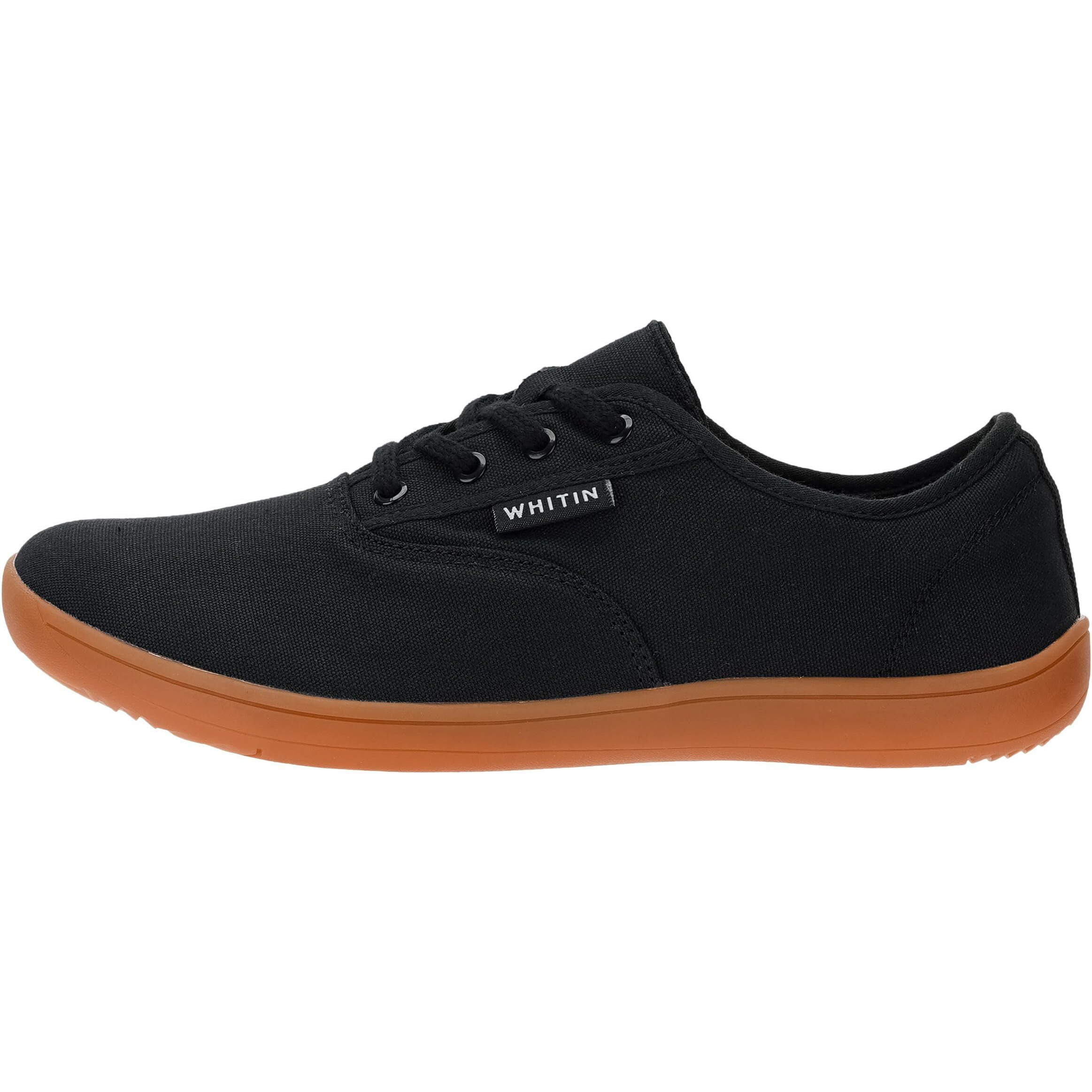 Whitin Canvas Barefoot Sneakers For Men Wide Toe Box Minimalist Zero Drop Sole Shoes Minimus Extra Width Fit Size 11 11W Casual Minimal Black Gum 45