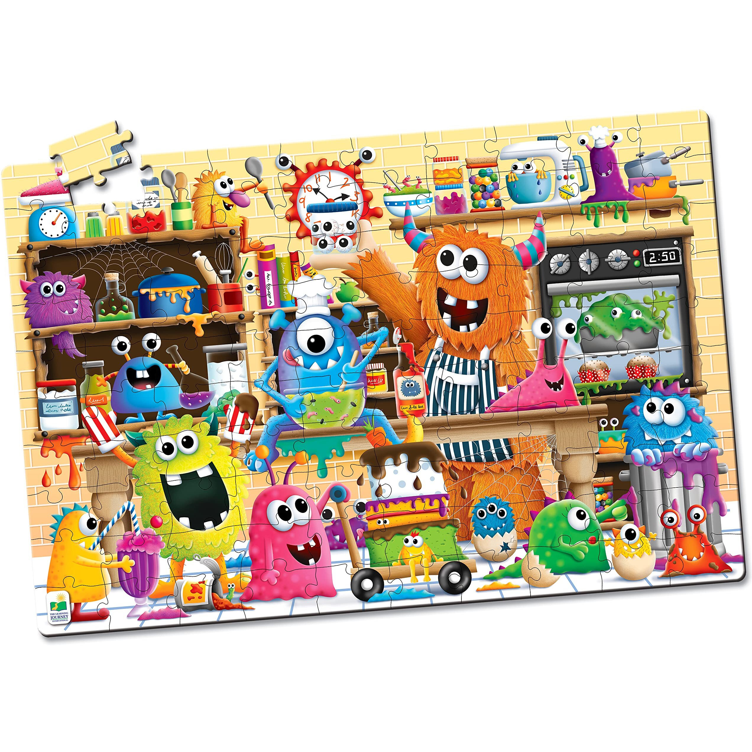 Learning Journey International Puzzle Doubles Glow In The Dark - Monsters - 100 Piece Glow In The Dark Preschool Puzzle (3 X 2 Feet) - Educational Gifts For Kids Ages 3 And Up