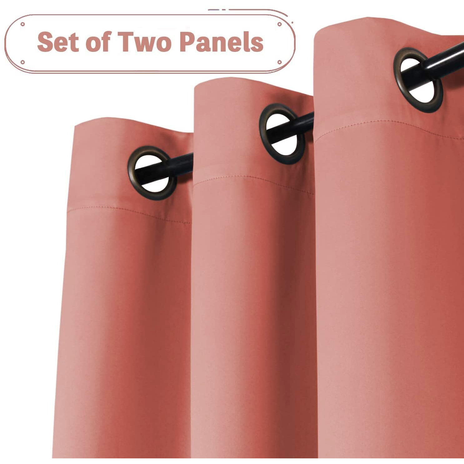 Turquoize Coral Blackout Curtains, 2 Panel, 52 X 54 Inch, Grommet, Thermal Insulated, Girls Room, Living Room, Bedroom Decor