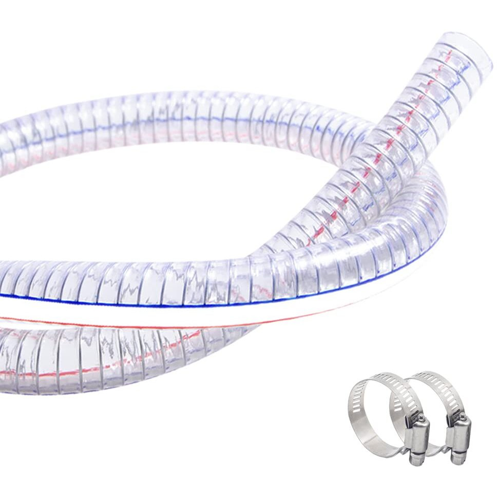 Ququyi 34 Inch Id X 1 Inch Od Heavy-Duty Steel Wire Suction Pvc Flexible Tubing High Pressure Uv Chemical Resistant Thick Vinyl Hose Tube, 10 Ft