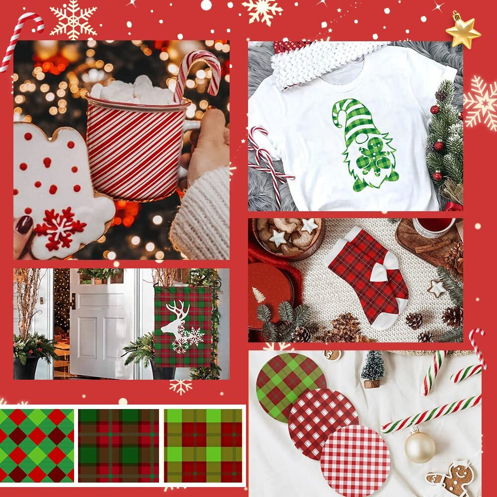 Christmas Sublimation Transfer Ink Sheets For Heat Press Machine, Plaid Elks Holiday Sublimation Transfer Paper For T Shirts,Tumblerss,4.5X12Inch,8Pcs