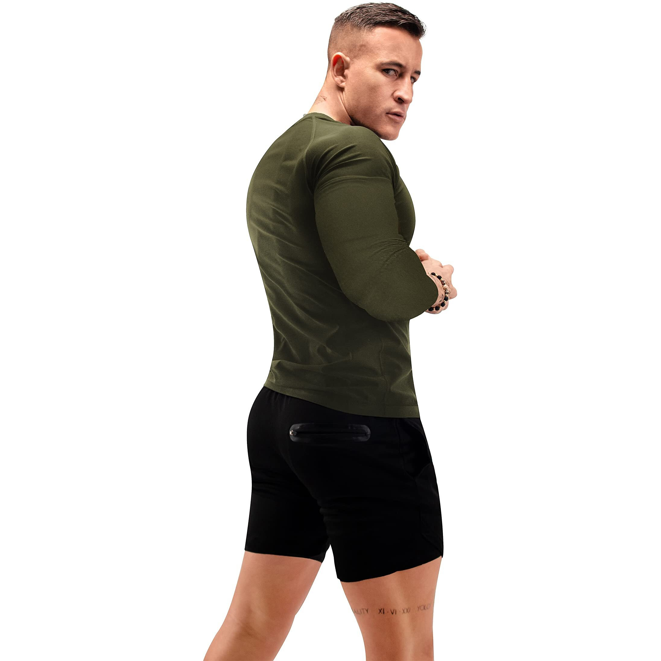 Fuxert Sauna Shirt For Men Long Sleeve Sauna Suit Sweat Compression Top Weight Loss Body Shaper For Workout Sports(Gn L)