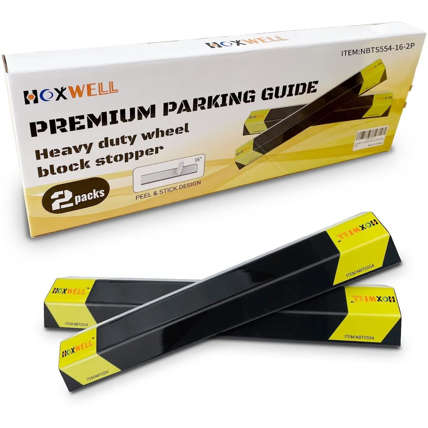 Hoxwell 16" 2 Pcs Heavy Duty Parking Aid For Garage, Parking Gadgets Protects Car And Garage Walls, Parking Stopper Easy To Install 2 Packs