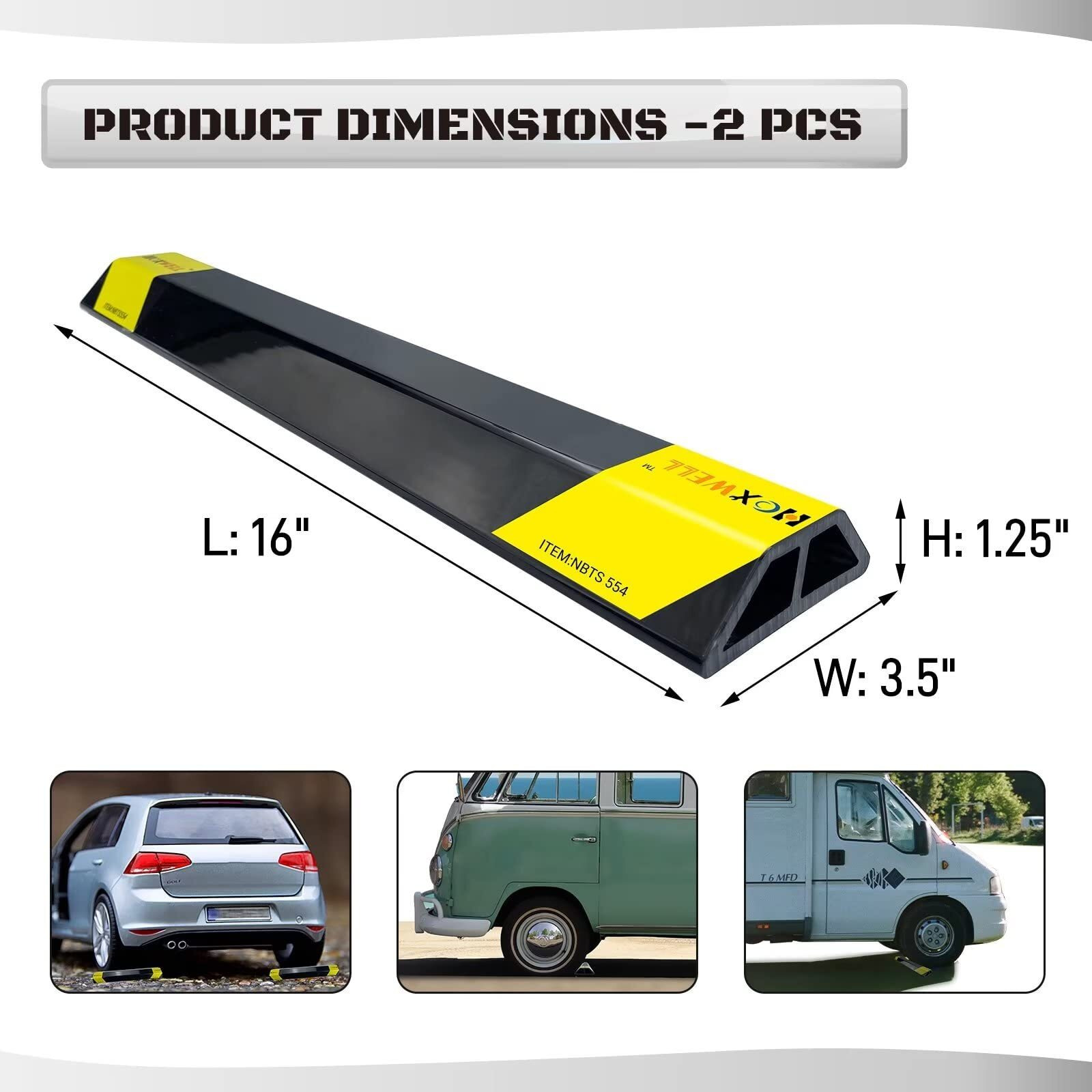 Hoxwell 16" 2 Pcs Heavy Duty Parking Aid For Garage, Parking Gadgets Protects Car And Garage Walls, Parking Stopper Easy To Install 2 Packs