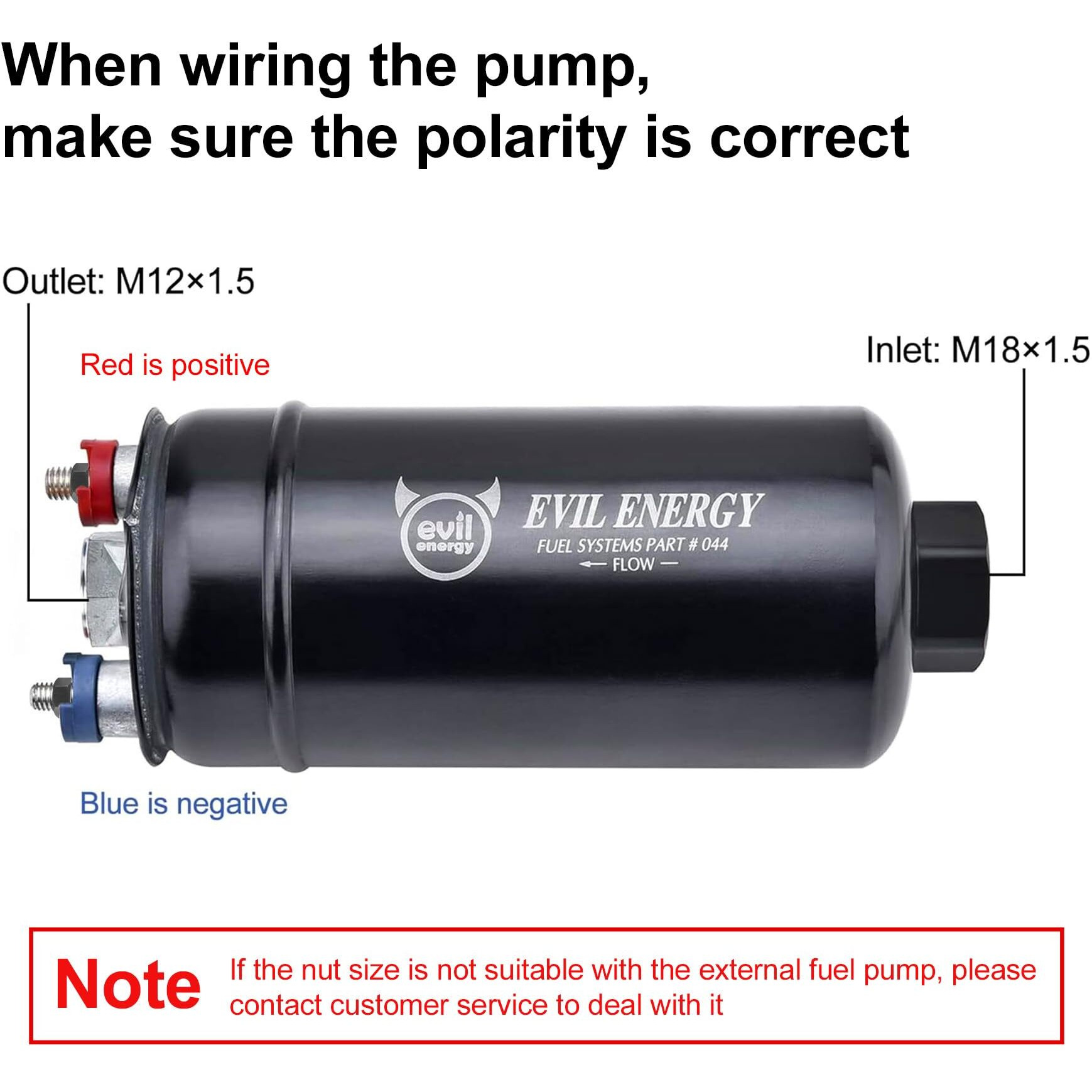 Evil Energy External Inline Fuel Pump Electric 300Lph High Flow 12V Universal
