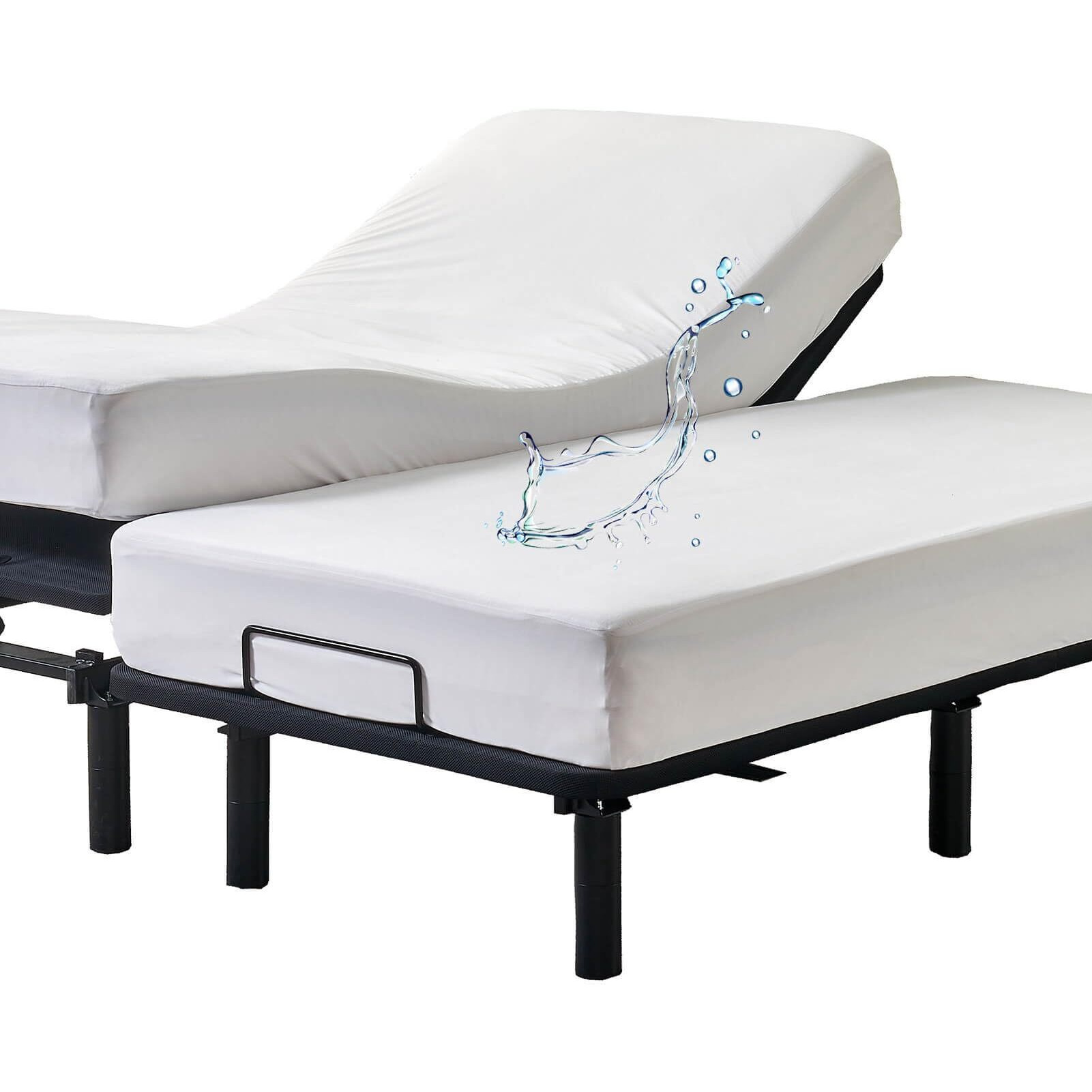 Kingnex Waterproof Split King Mattress Protector For Adjustable Beds Soft Cooling Bamboo Viscose Jersey Fitted Matress Cover