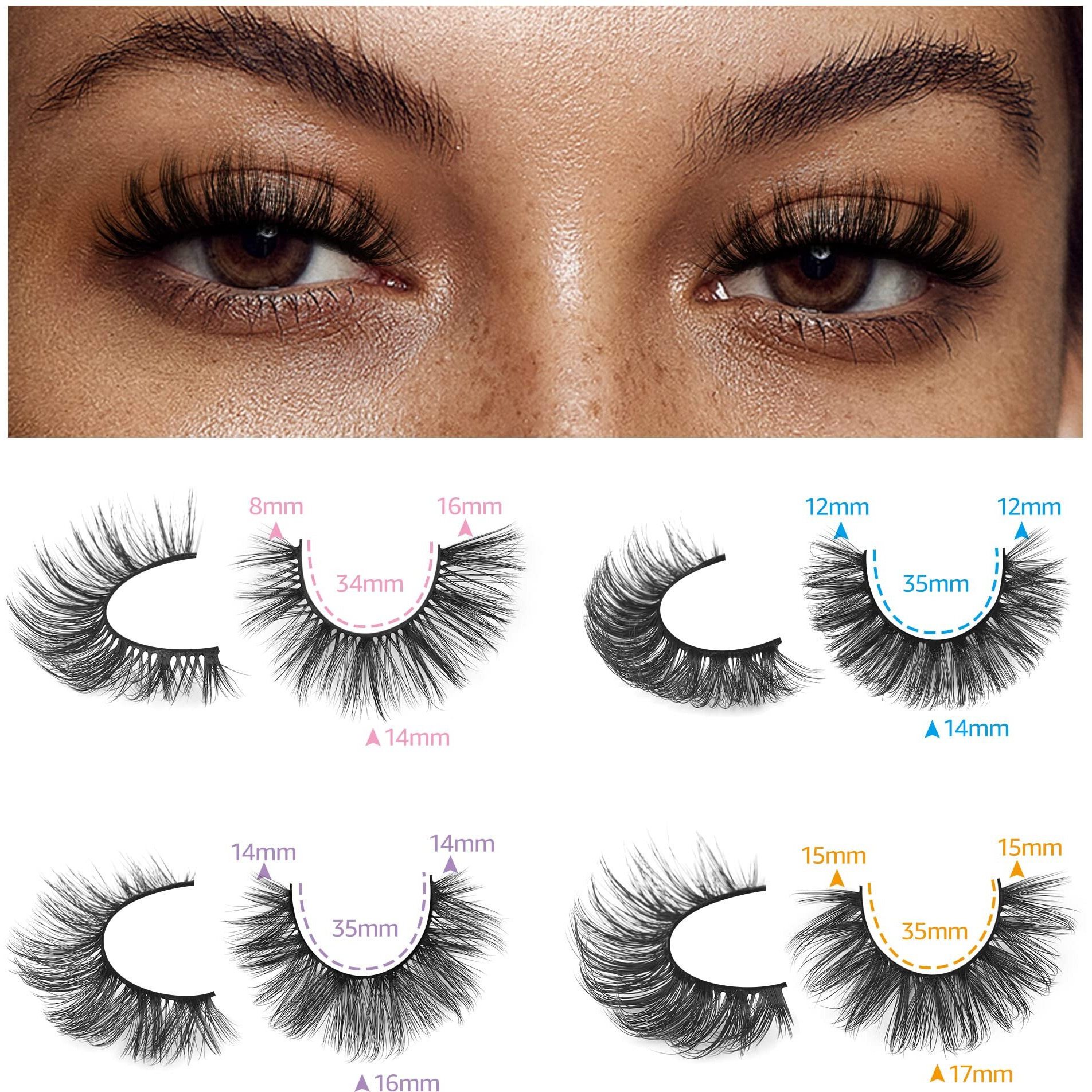 20 Pairs False Eyelashes Natural Faux Mink Lashes Wispy Cat Eye Lashes Fluffy 4 Styles 5D Volume Fake Eyelashes Pack By Tnfvloneins