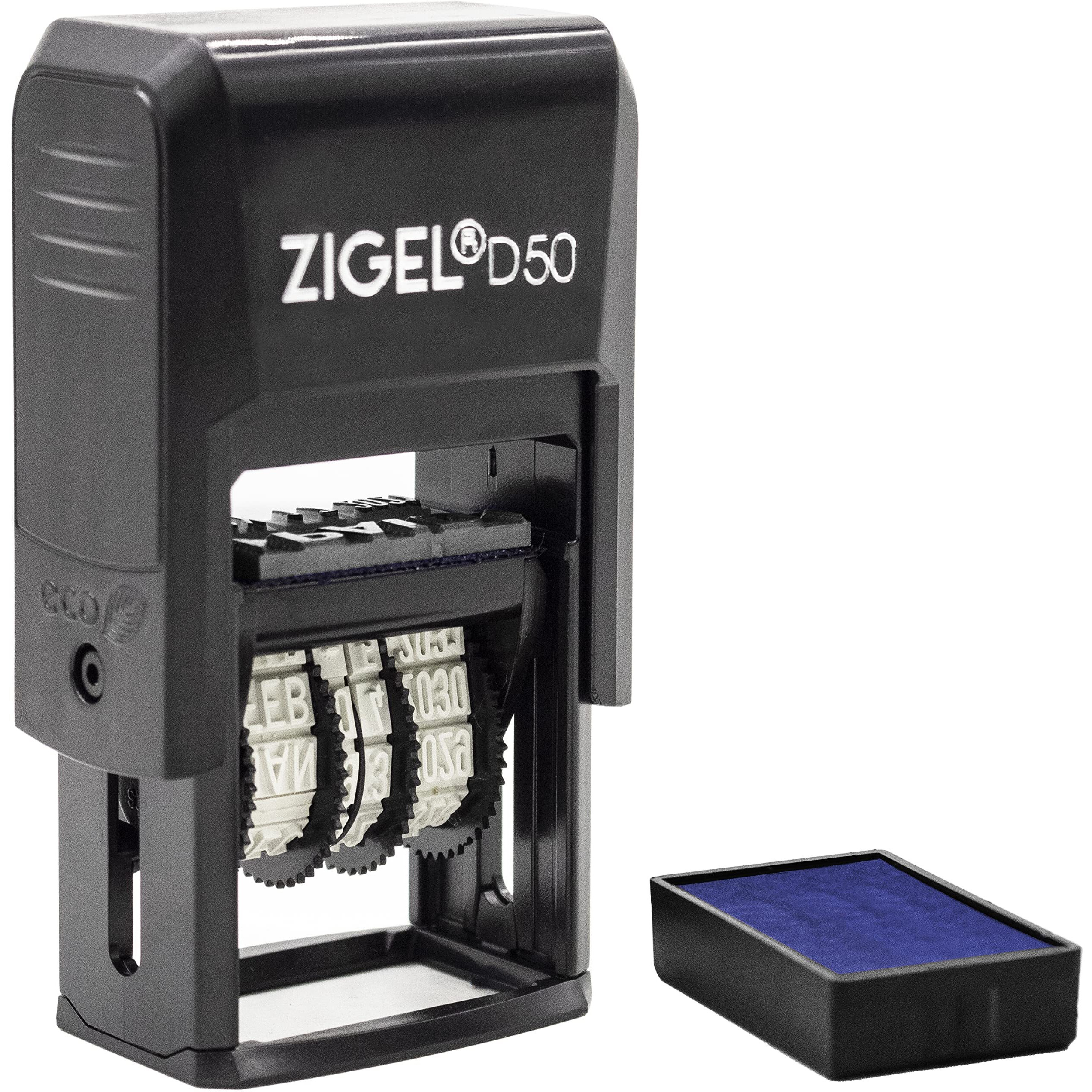 Zigel D50 Date Stamp With Posted - Self Inking Date Stamp - Blue