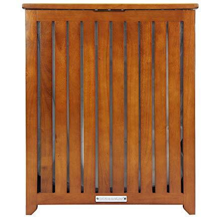 Oceanstar Solid Wood Spa Laundry Hamper 24.75 In High X 20 In Wide X 13.25 In Deep, Brown