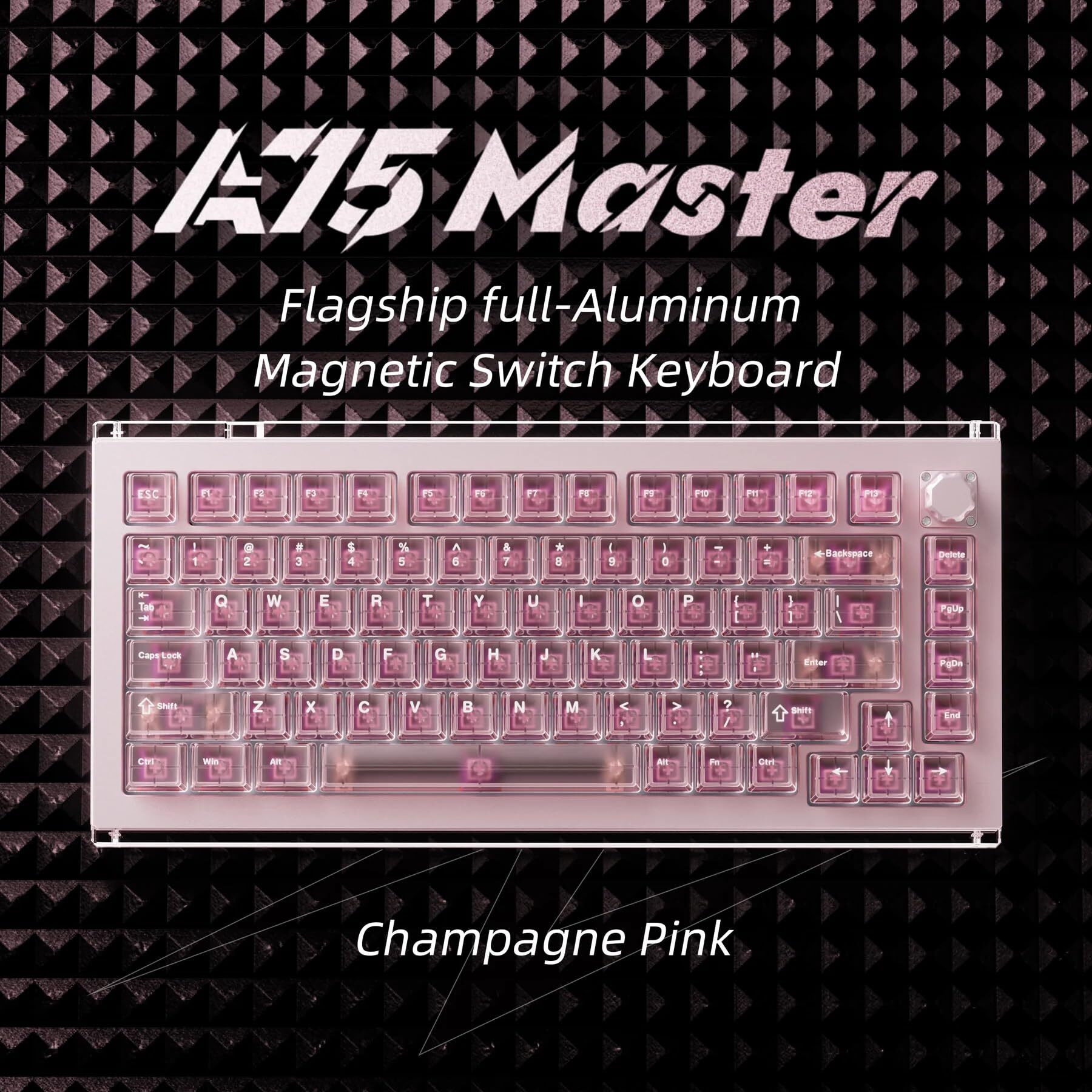 DrunkDeer A75 Master Rapid Trigger HE Keyboard, Esports Gaming Keyboard, RT Plus - RT Match, Magnetic Switch - Adjustable Actuation - 8K Hz, 0.01mm - 75% Design, 82 Keys, ANSI, Pink - Qian Switch