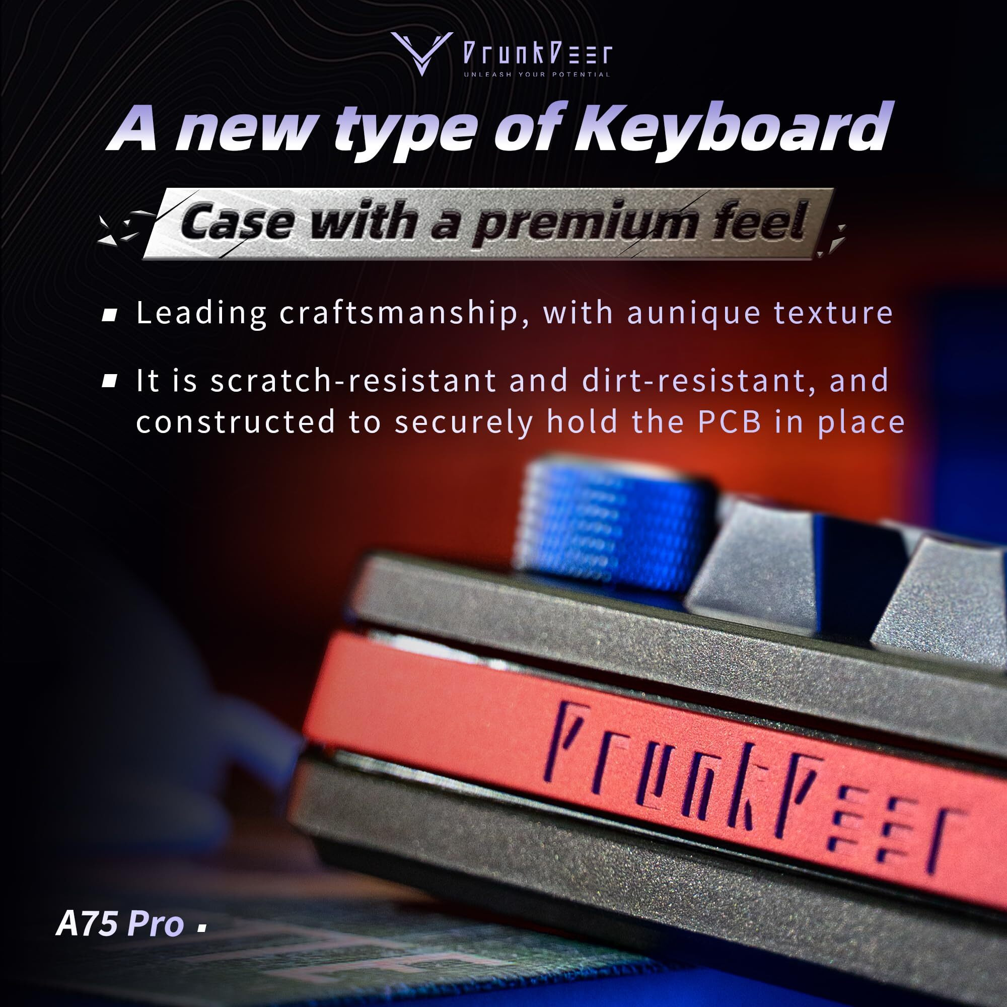 DrunkDeer A75 Pro Rapid Trigger Silent Magnetic Switch Mechanical Gaming Keyboard with Knob HE Hall Effect 75% 82Keys Adjustable Actuation RGB PBT Keycap OEM Profile TKL USB Wired ANSI