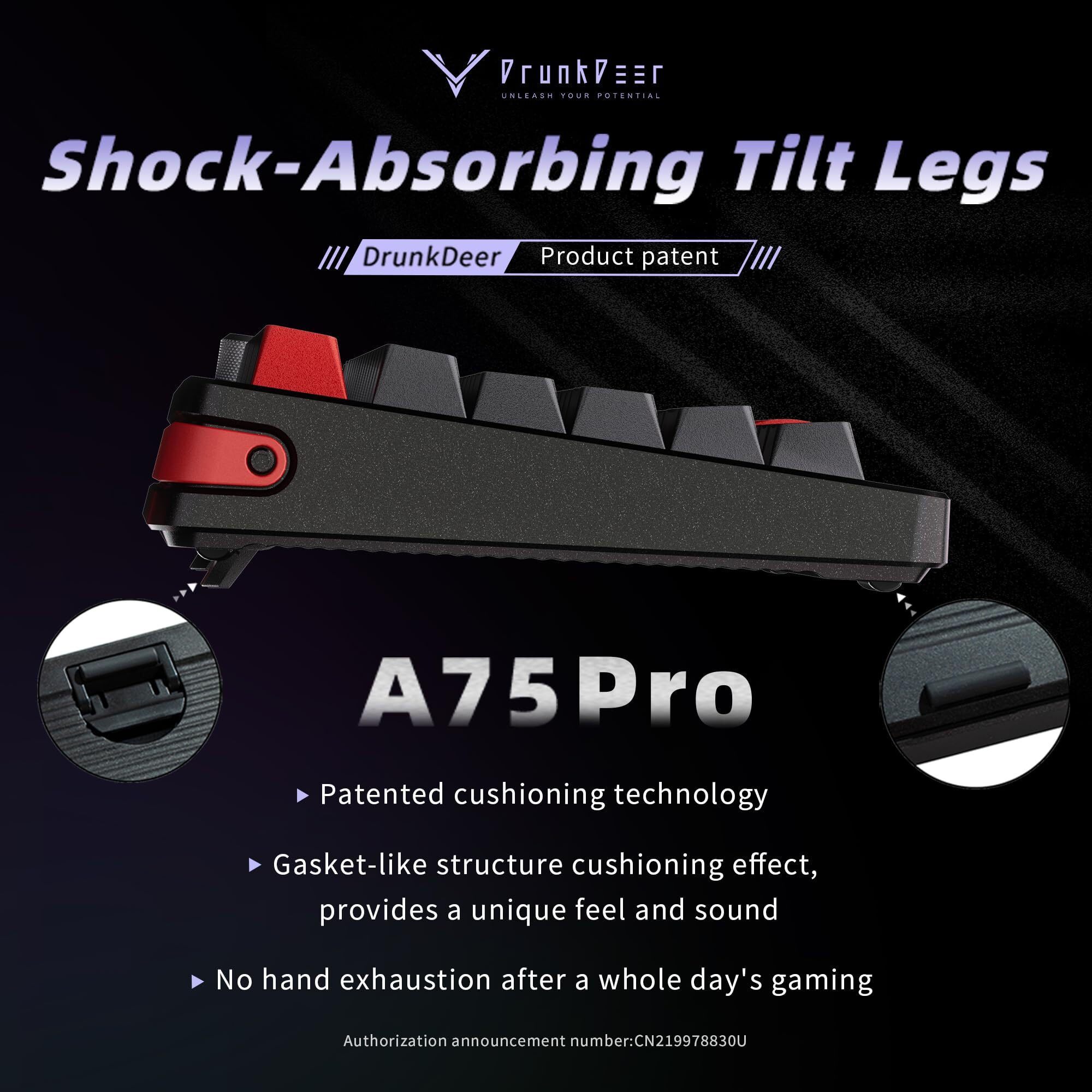 DrunkDeer A75 Pro Rapid Trigger Silent Magnetic Switch Mechanical Gaming Keyboard with Knob HE Hall Effect 75% 82Keys Adjustable Actuation RGB PBT Keycap OEM Profile TKL USB Wired ANSI