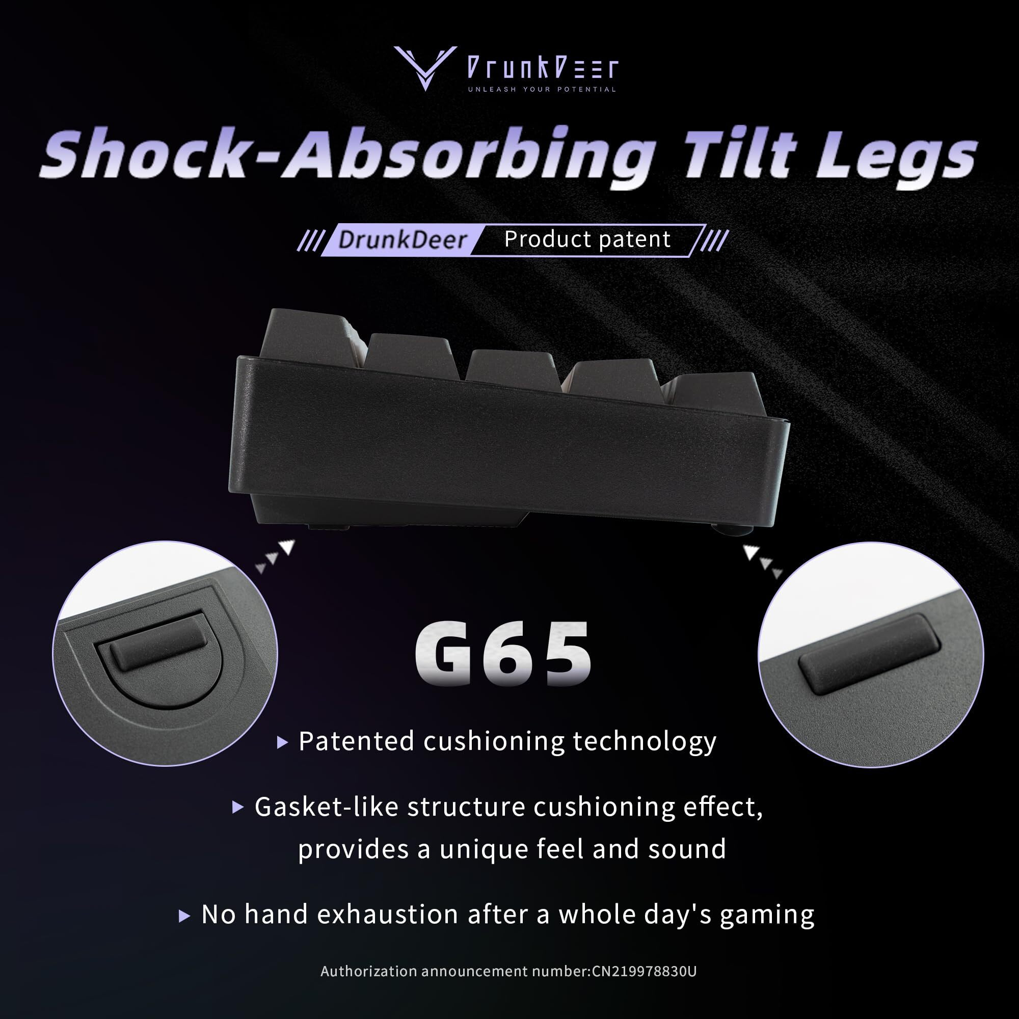 DrunkDeer G65 Rapid Trigger Mechanical Keyboard Magnetic Switch TKL Gaming PBT Keycap USB Wired 65% Size Compact 68 Keys RGB Black