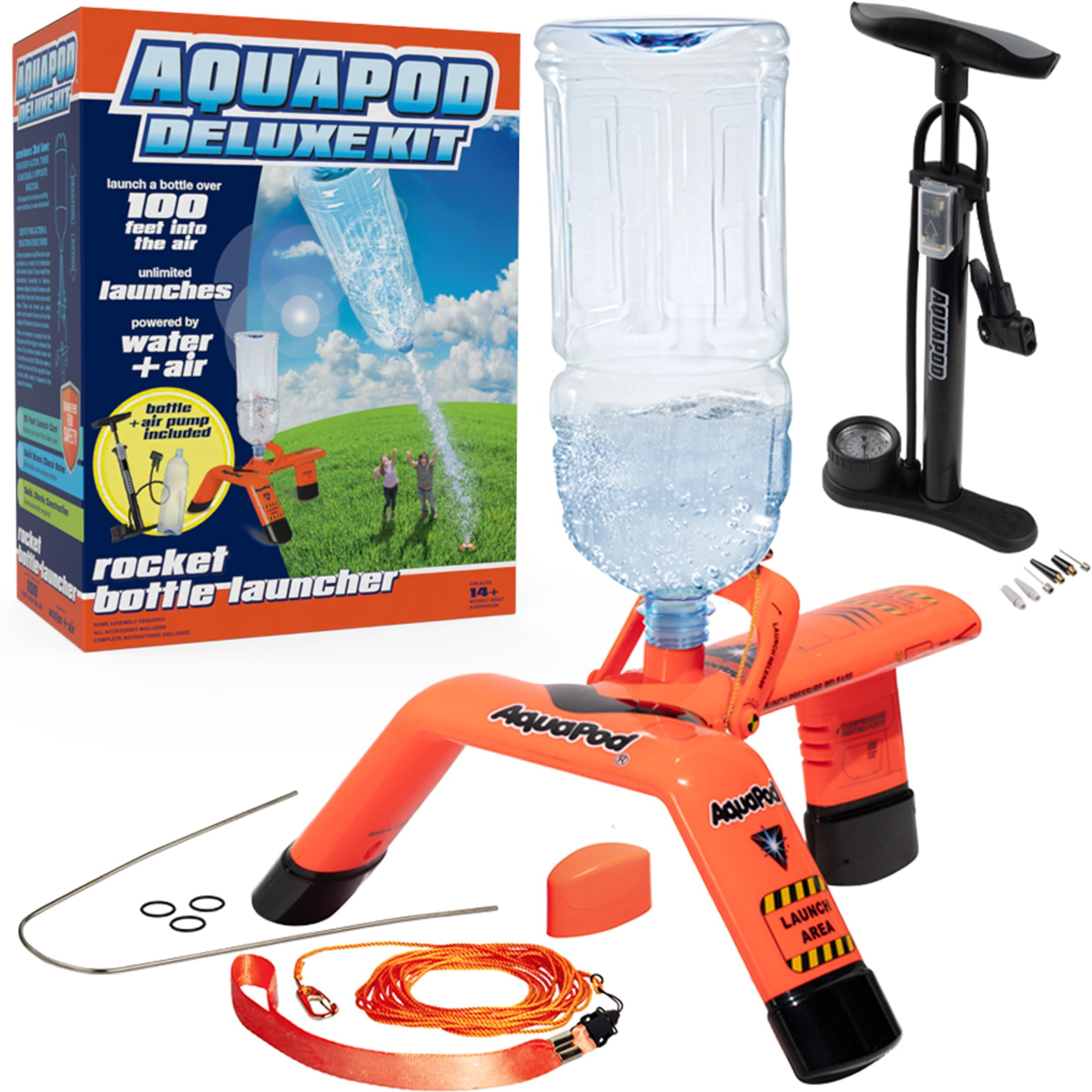 Aquapod The Deluxe Rocket Bottle Launcher Kit - Includes Bottle  And New & Improved 2025 Air Pump - Launches Bottles 100Ft In The Air - Fun Educational Stem Toy- Summer Camp &Outdoors Activity